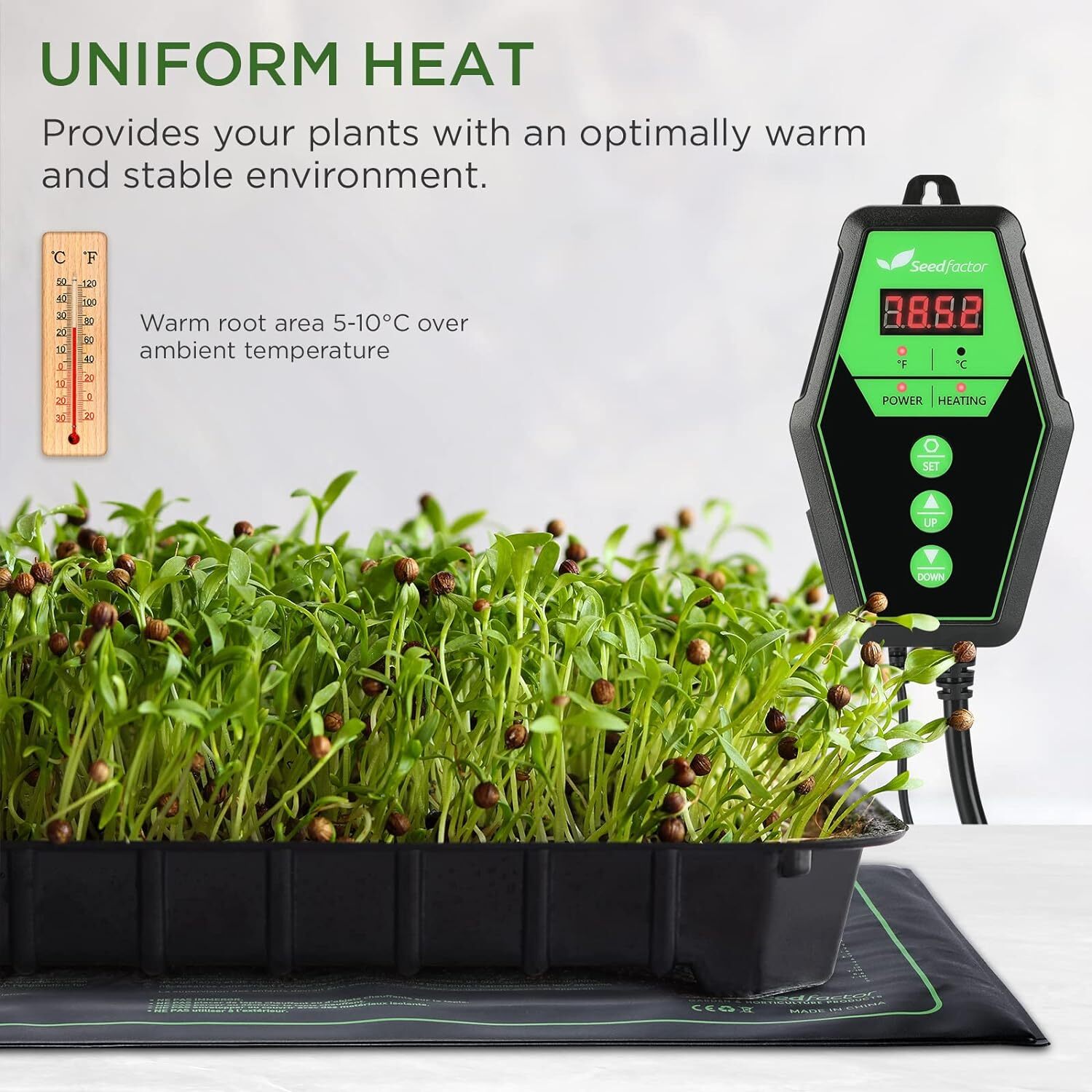 Seedling Heat Mat and Digital Thermostat Combo Set 2023 Seedfactor MET Certified