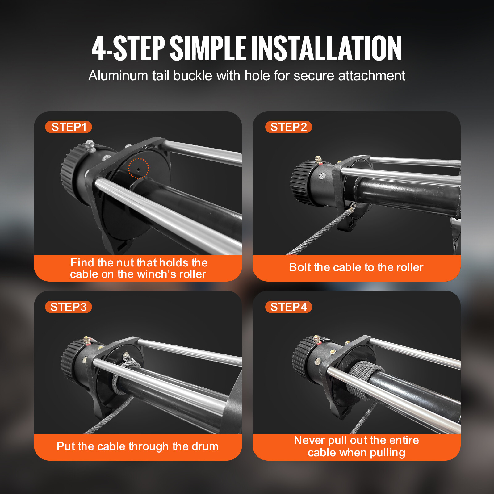 VEVOR Winch Cable Steel Core Wire Rope 3/8"x100' 15200lb Self Lock Swivel Hook