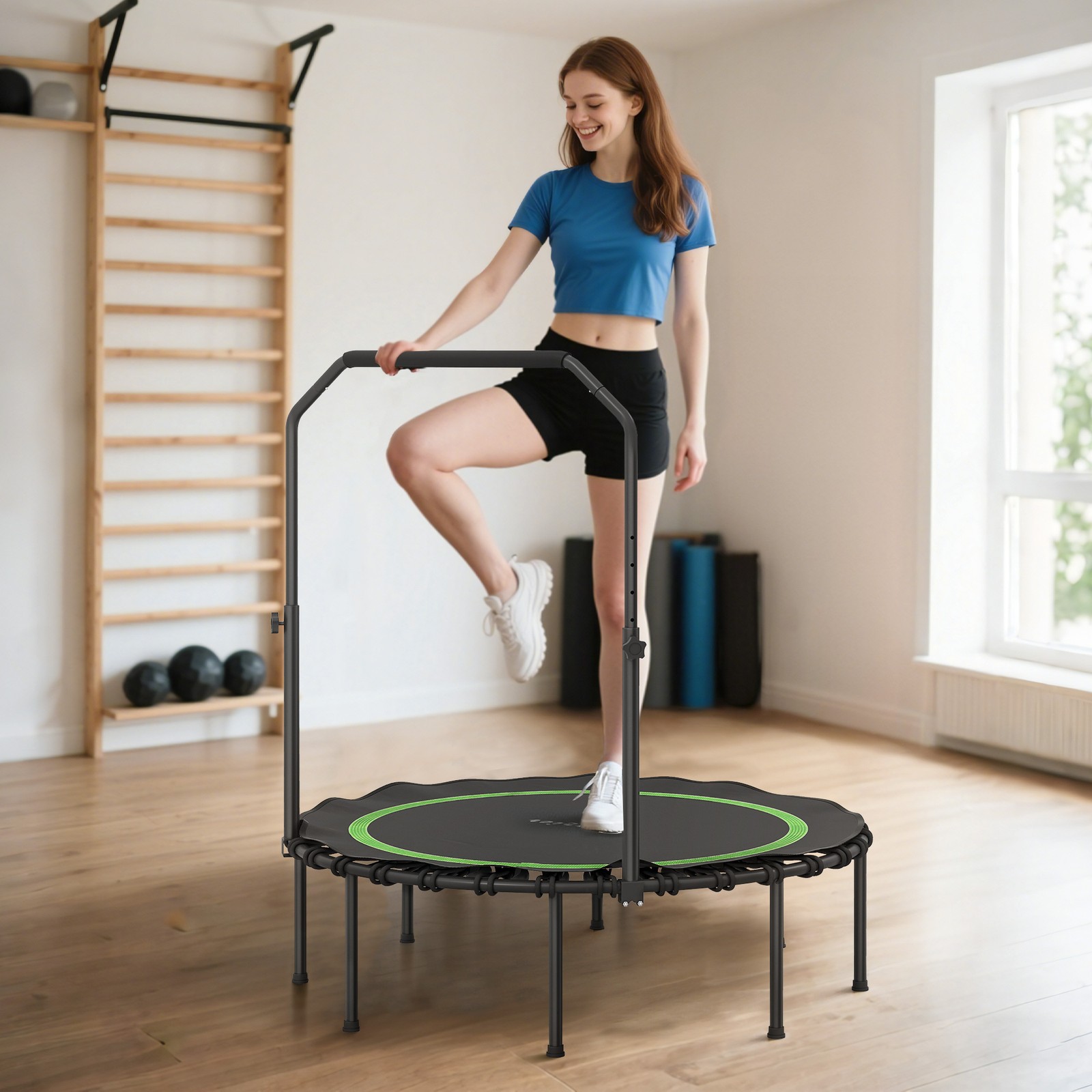 45" Rebounder Trampoline for Adults, Foldable Trampoline, Green
