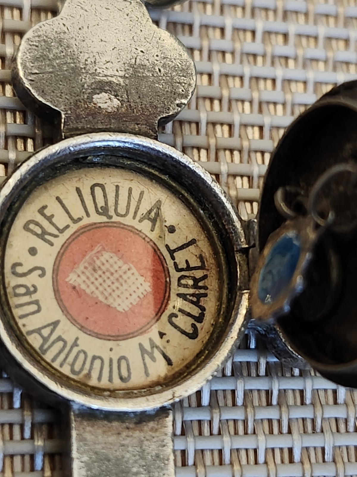 Antique Silver St. Anthony M. Claret Catholic Reliquary Relic Crucifix