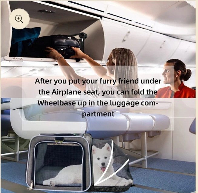 Airline Approved Expandable Premium Pet Carrier on Wheels- Two Sided BLACK...215