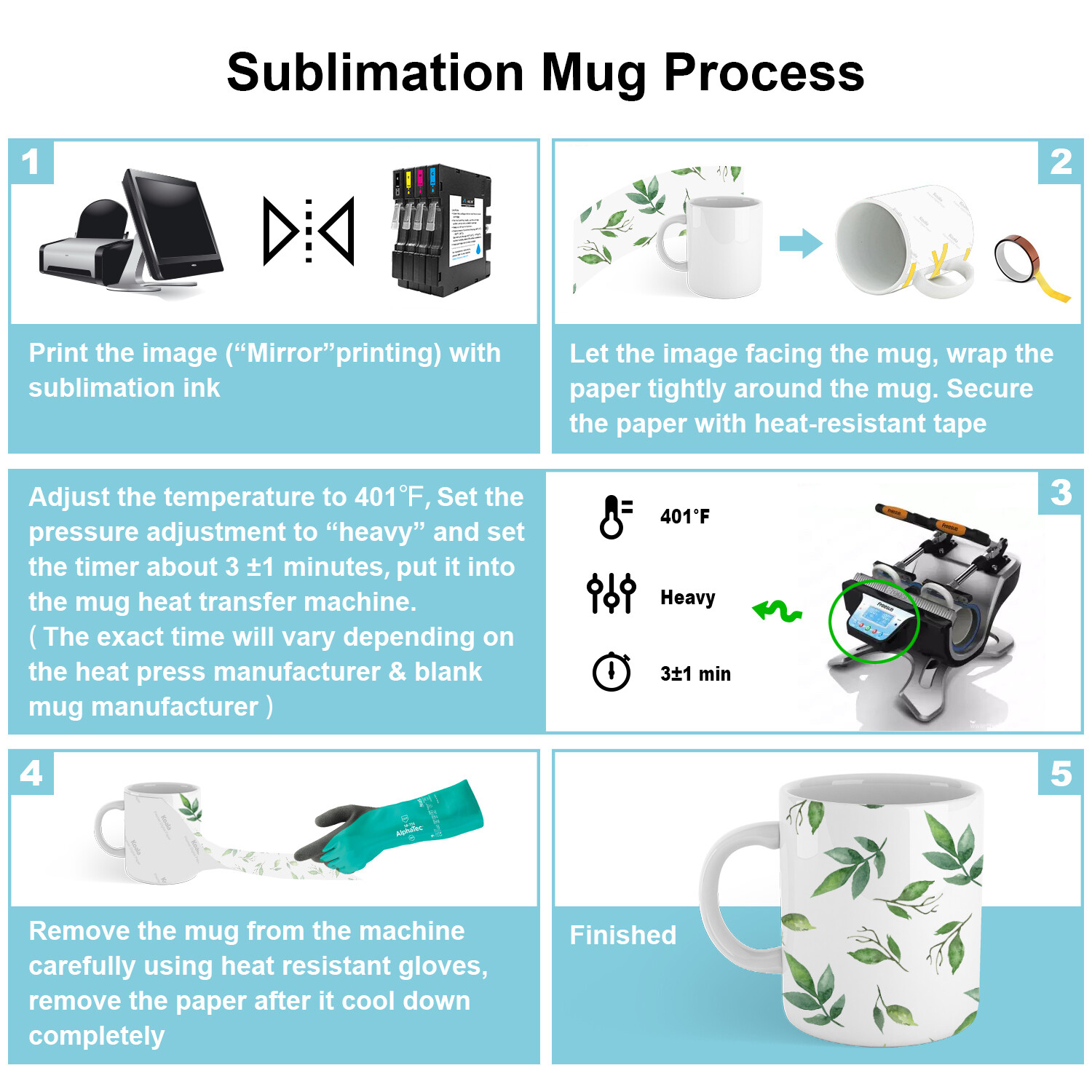 A-SUB Sublimation Paper 3.5X9 100 Sheet for Mug Cup Tumbler Inkjet Heat Transfer