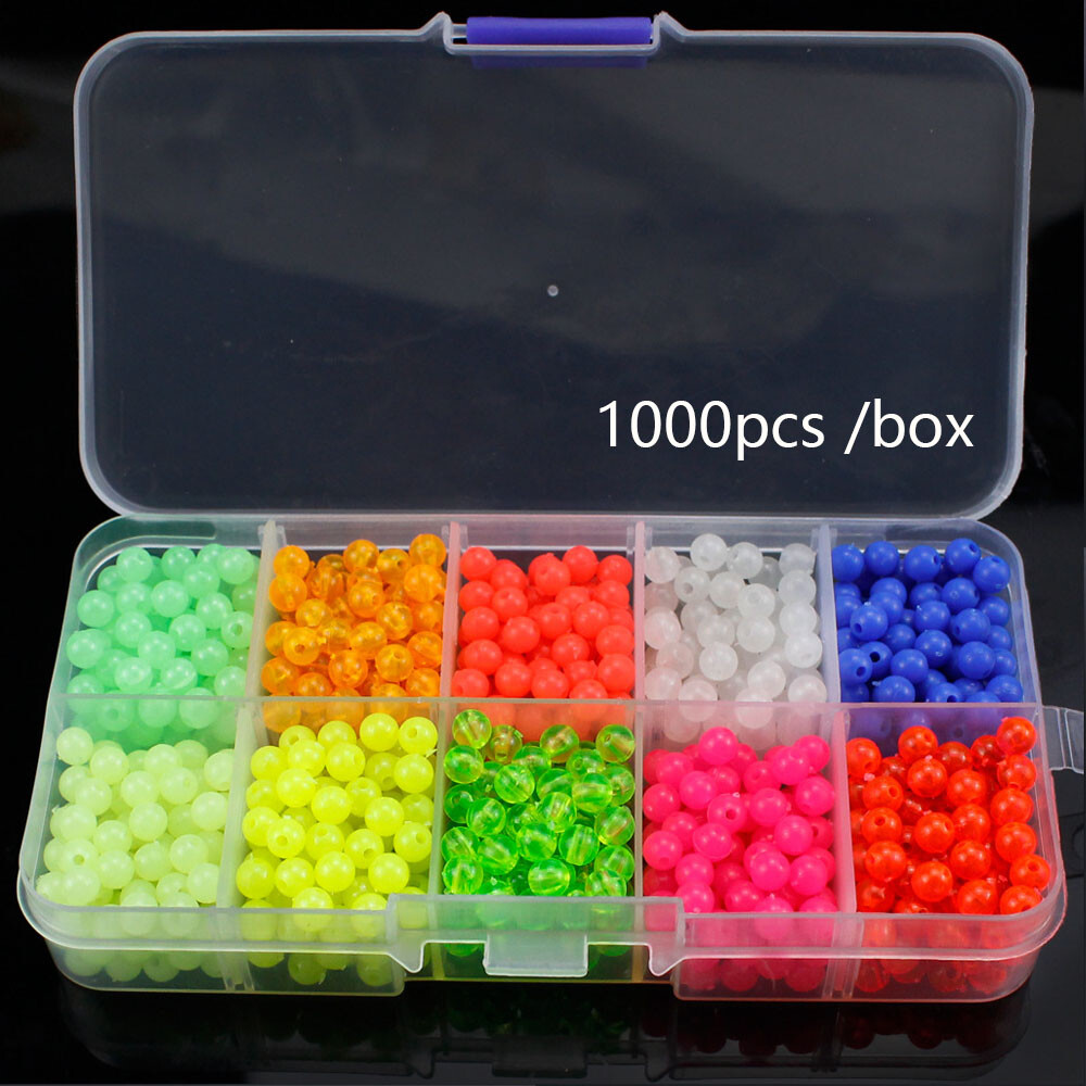 1000pcs 5mm Fishing Beads Assorted Beads Round Float Glow Fishing Rig Beads Eggs