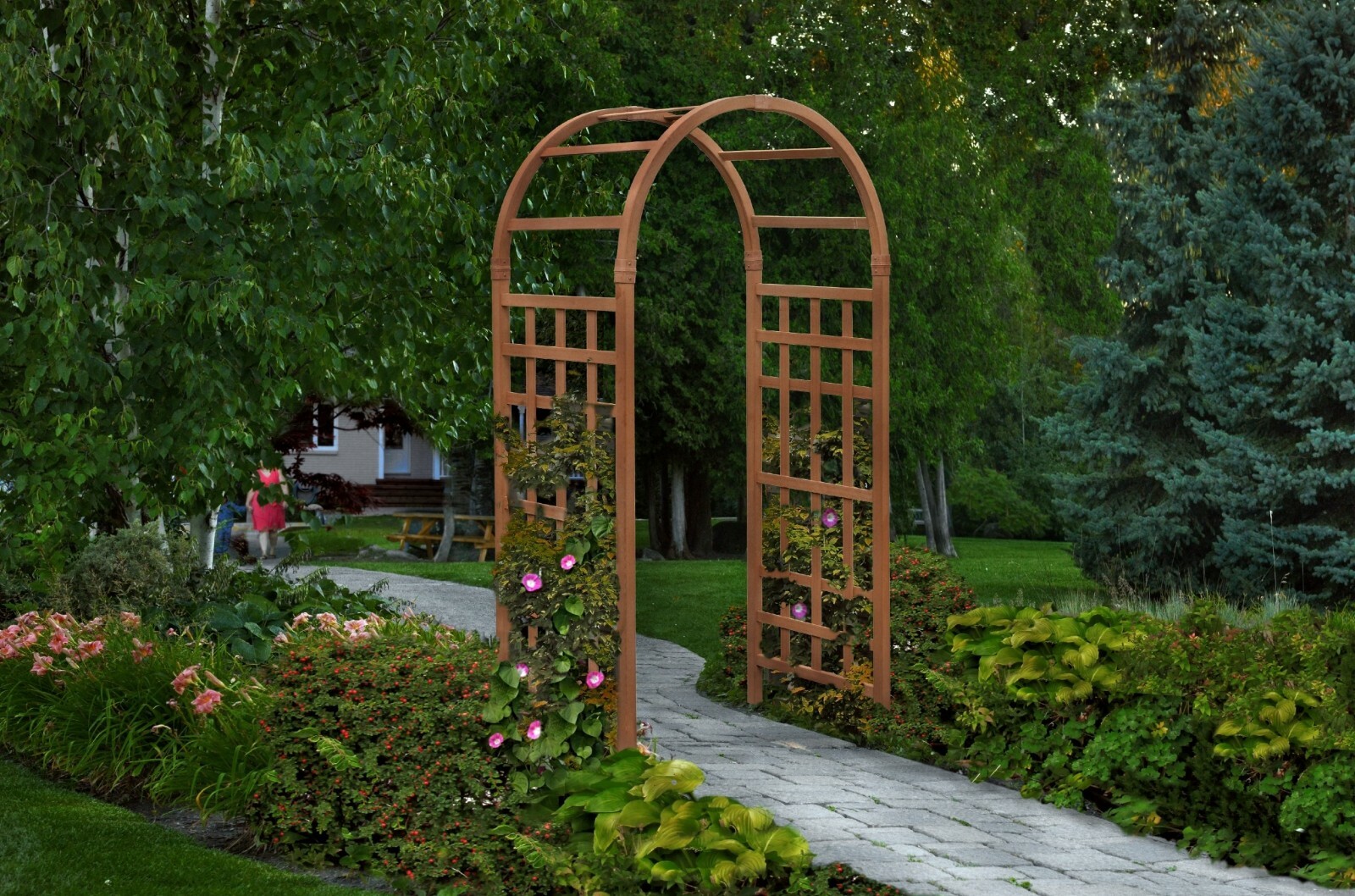 New England Arbors Decorative Vinyl Sierra Garden Patio Arch Trellis w/WARRANTY
