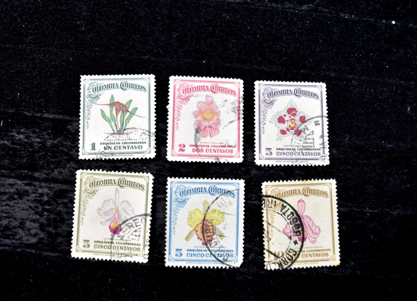 COLOMBIA   1947    ORCHIDS     S 546-551      USED