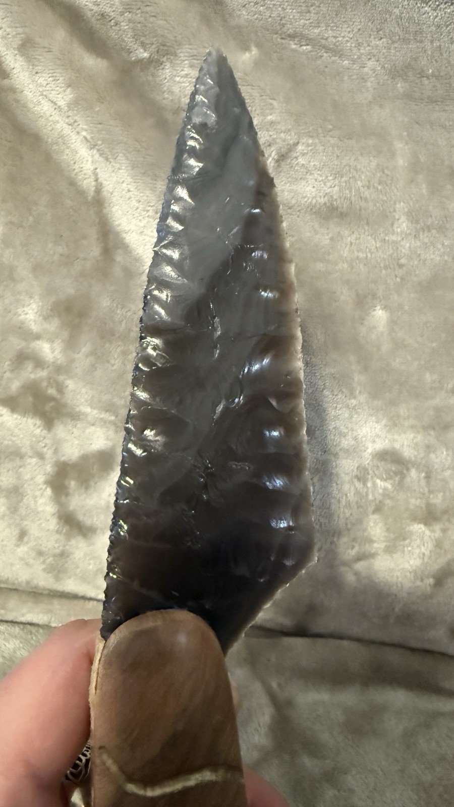 Handmade 5.5” Rainbow Obsidian Fixed Blade Knife Wood Handle