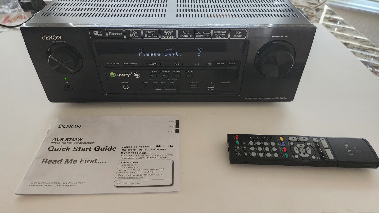Denon AVR-S700W 7.2 Channel Multimedia Network AV Receiver Remote Bundle, Tested