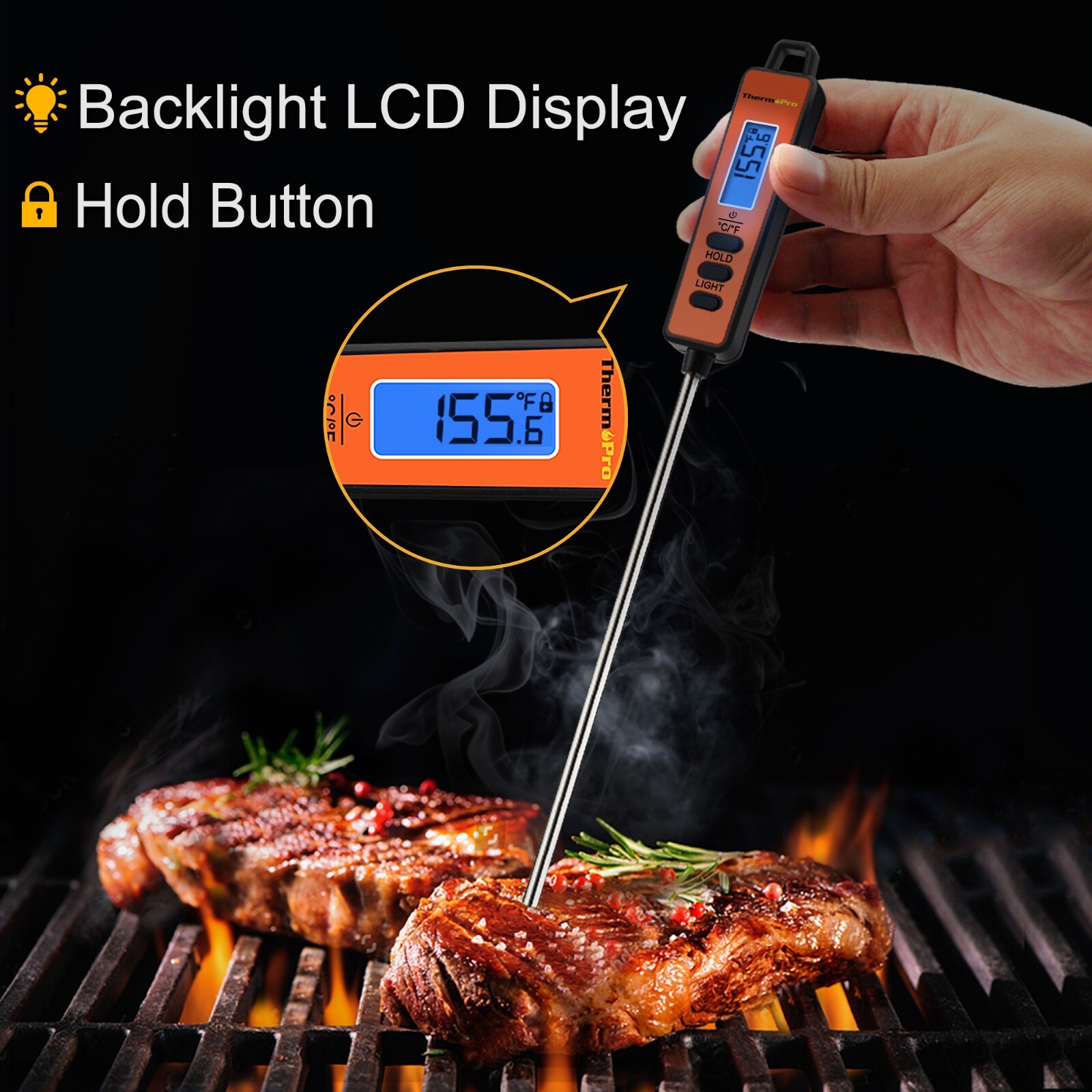 ThermoPro TP01A Digital Meat Thermometer with Long Probe For Kitchen Candy Oil