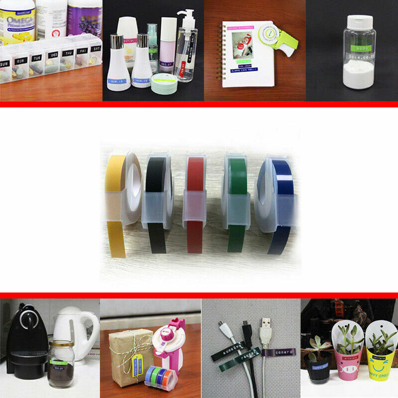 5PK Dymo 3D Embossing Label Tape 9mm for Dymo Organizer Xpress Label Maker 3/8"