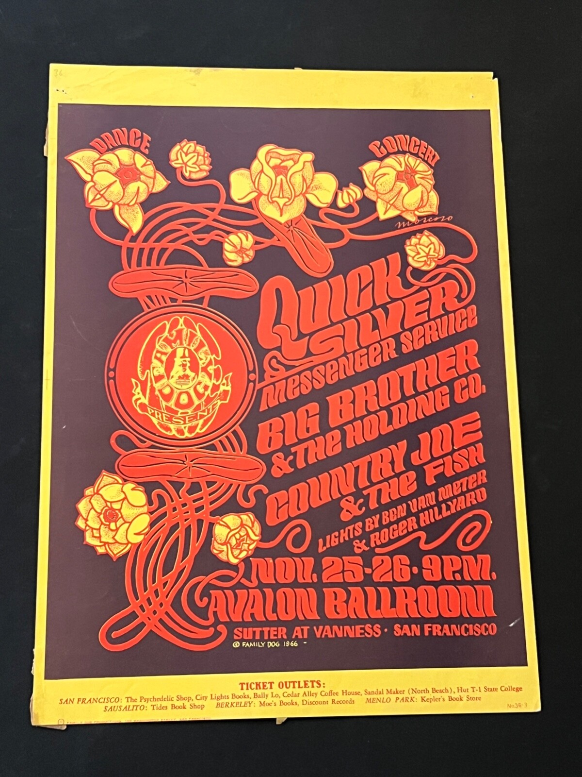 FD 36-3 Janis Joplin Thanksgiving Weekend 1966 Original Concert Poster Avalon