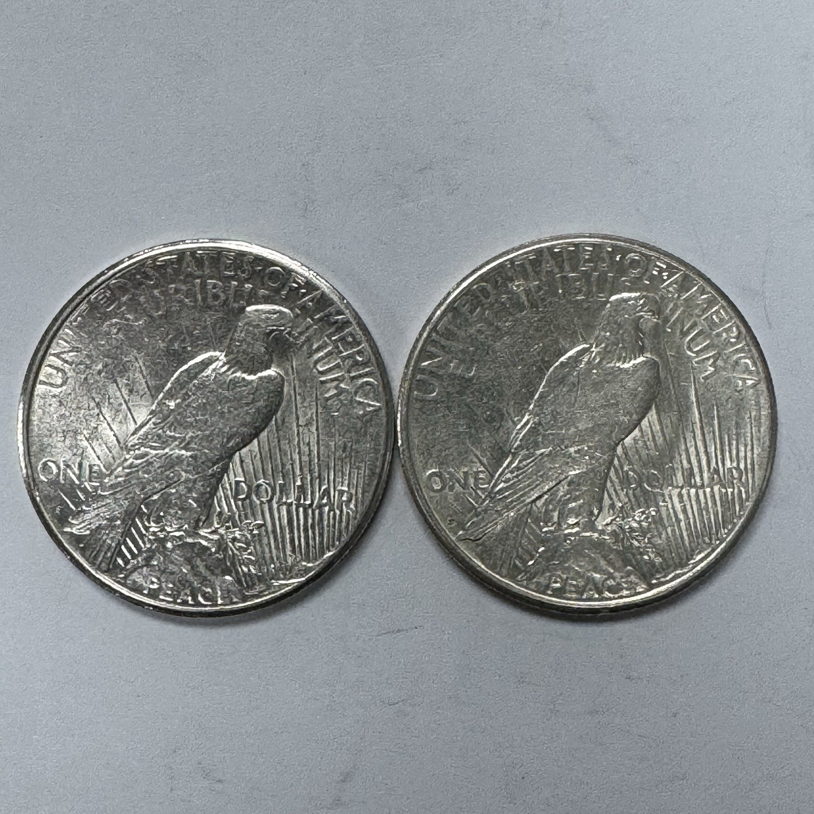 Lot of 2 1922 Peace Silver Dollars $1 US 90% Silver Coins