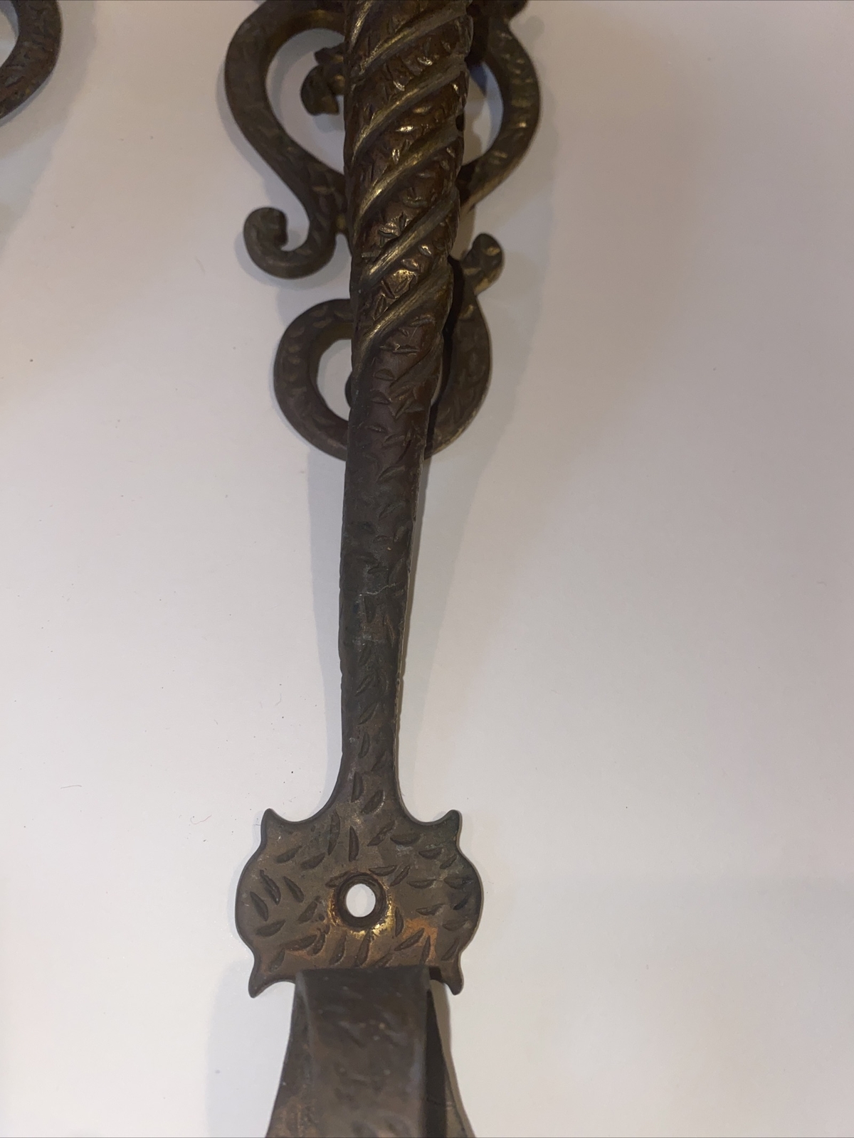 Antique Bronze/Brass Door Handle Pulls Pair Gothic Architectural Hardware 15”