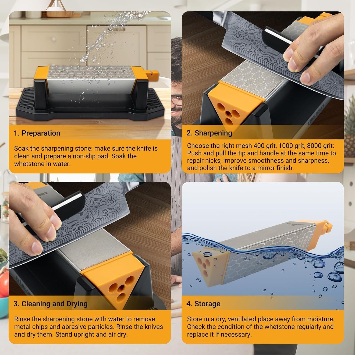 3 Side Grit 400/1000/8000, Premium Industrial Diamond & Ceramic