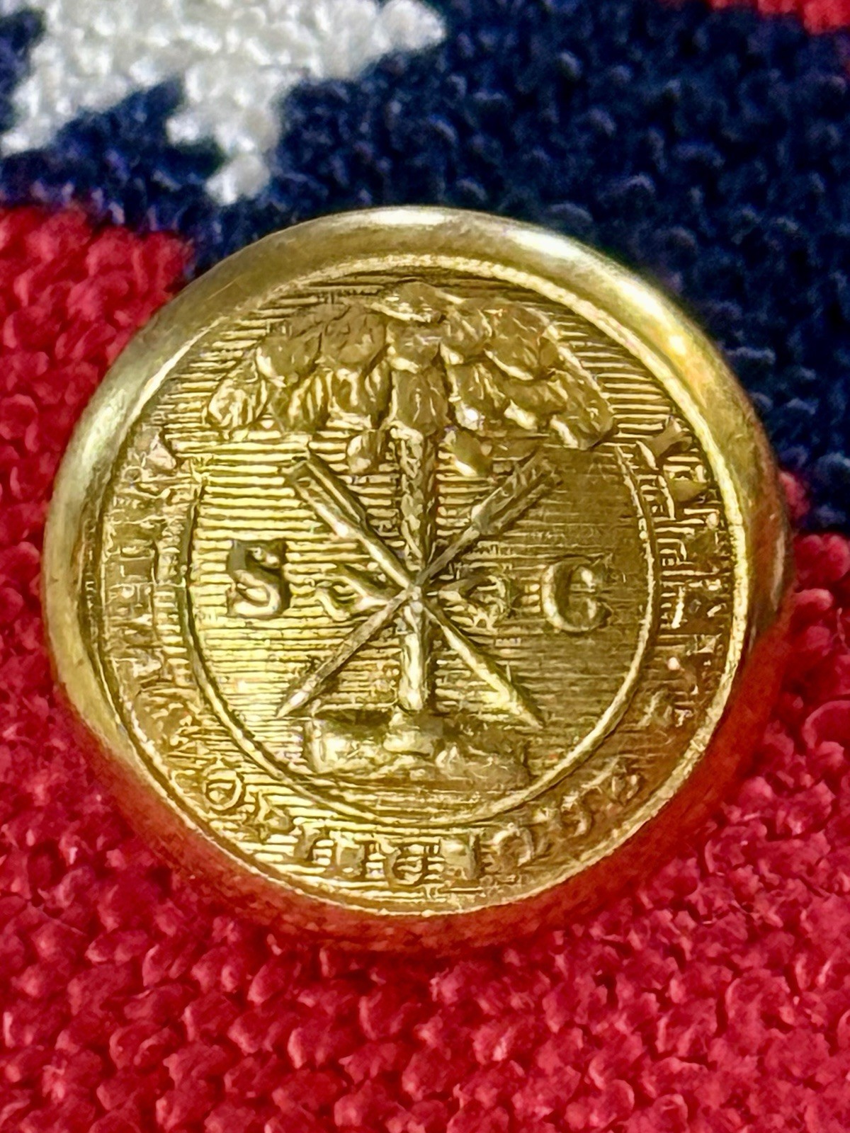 Civil War South Carolina Vest-Cuff Button Horstmann & Allien NY Excellent Gilt