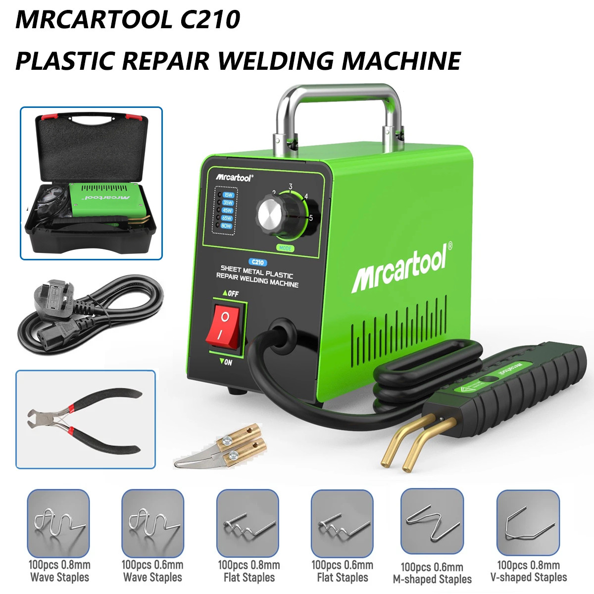 80W Hot Stapler Plastic Welder Kit Car Bumper Repair Welding Machine 600 Staples