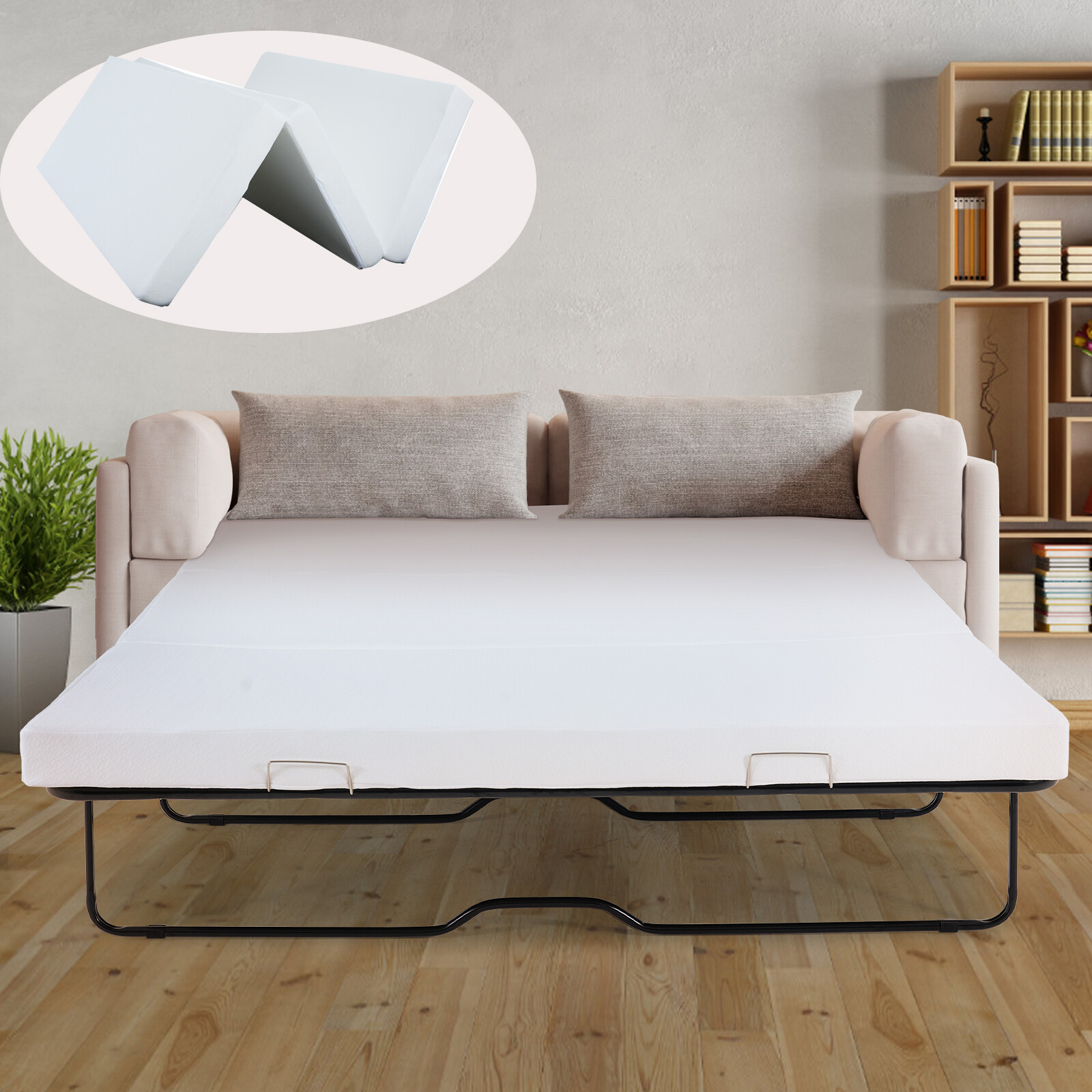 SLSY 4 Inch Memory Foam Replacement Mattress for Sofa Beds 3 Fold Mattress