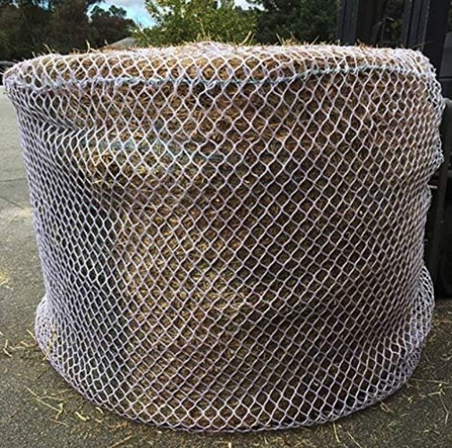 Knotless Heavy Duty 5mm Round Bale Slow Feed Hay Net - 6x6 Size with Repair Kit