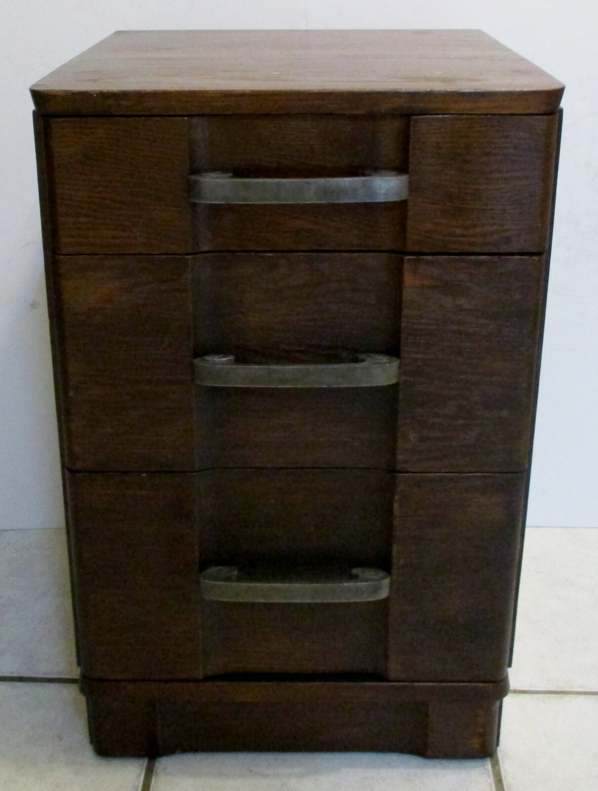 Mid-Century Modern Walnut Three-Drawer Nightstand in Style of Robsjohn-Gibbings