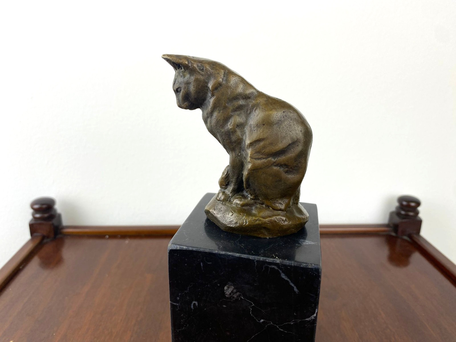 Bronze Sculpture Cat Art Deco on Black Marble Base after Milo