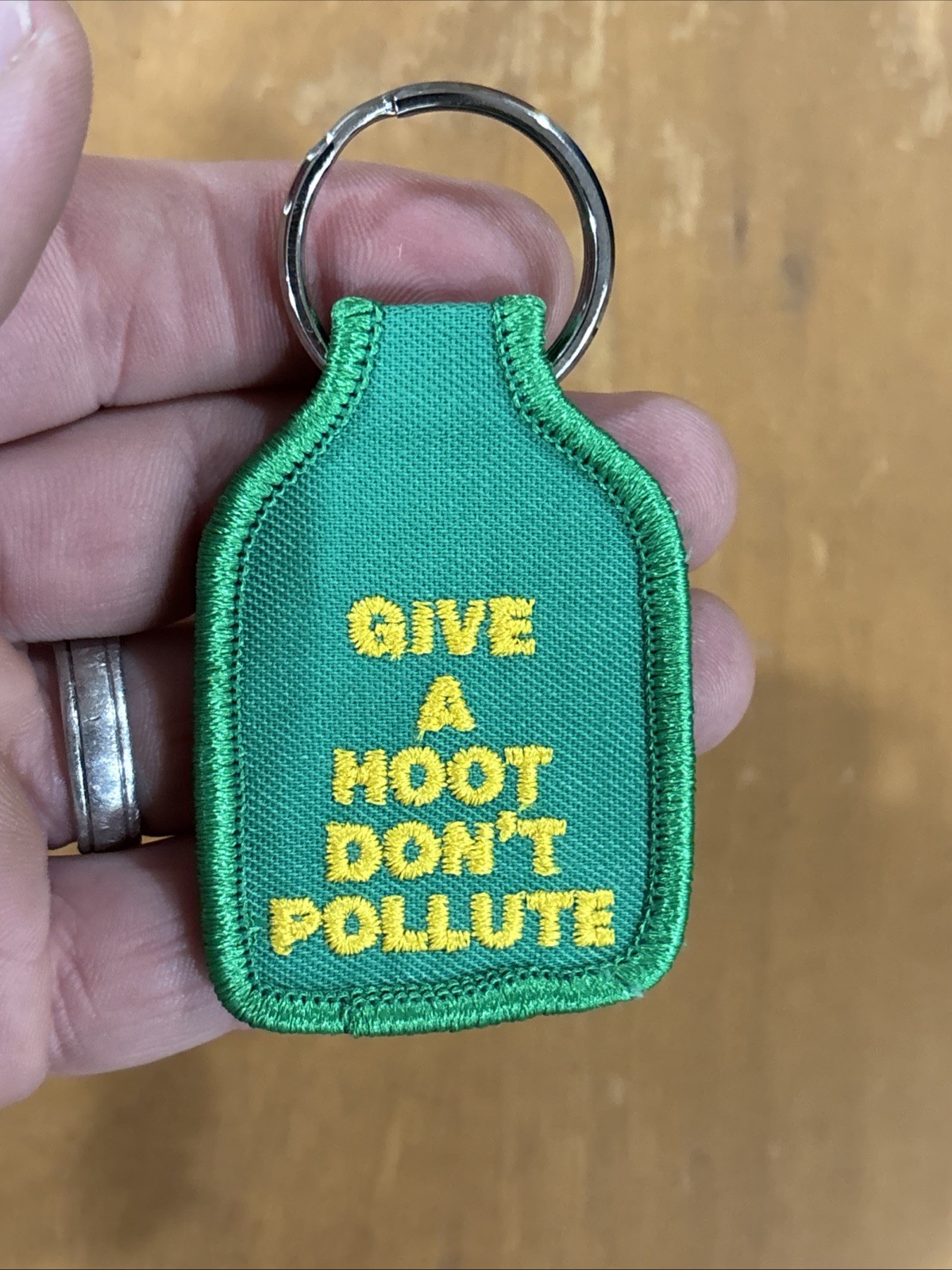 VINTAGE WOODSY OWL "Give a Hoot Don't Pollute" Keychain
