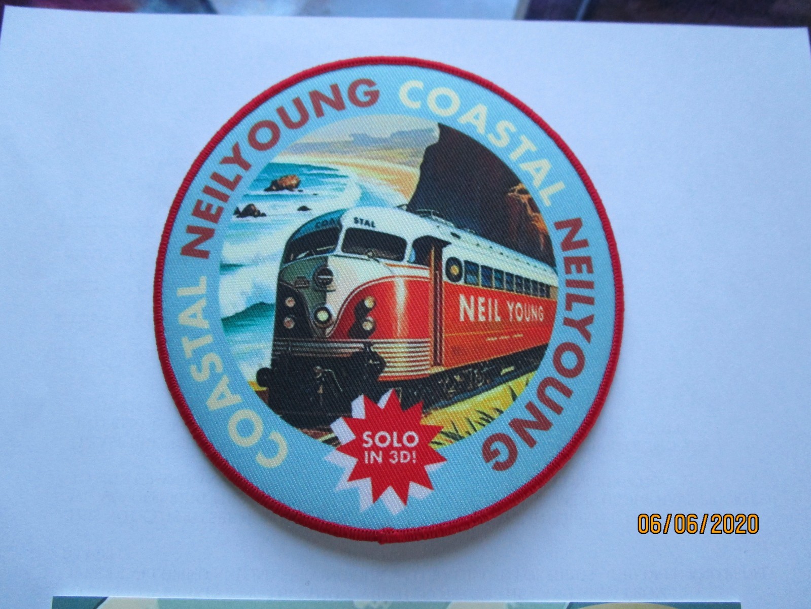 neil young 2023 solo tour postcard and patch