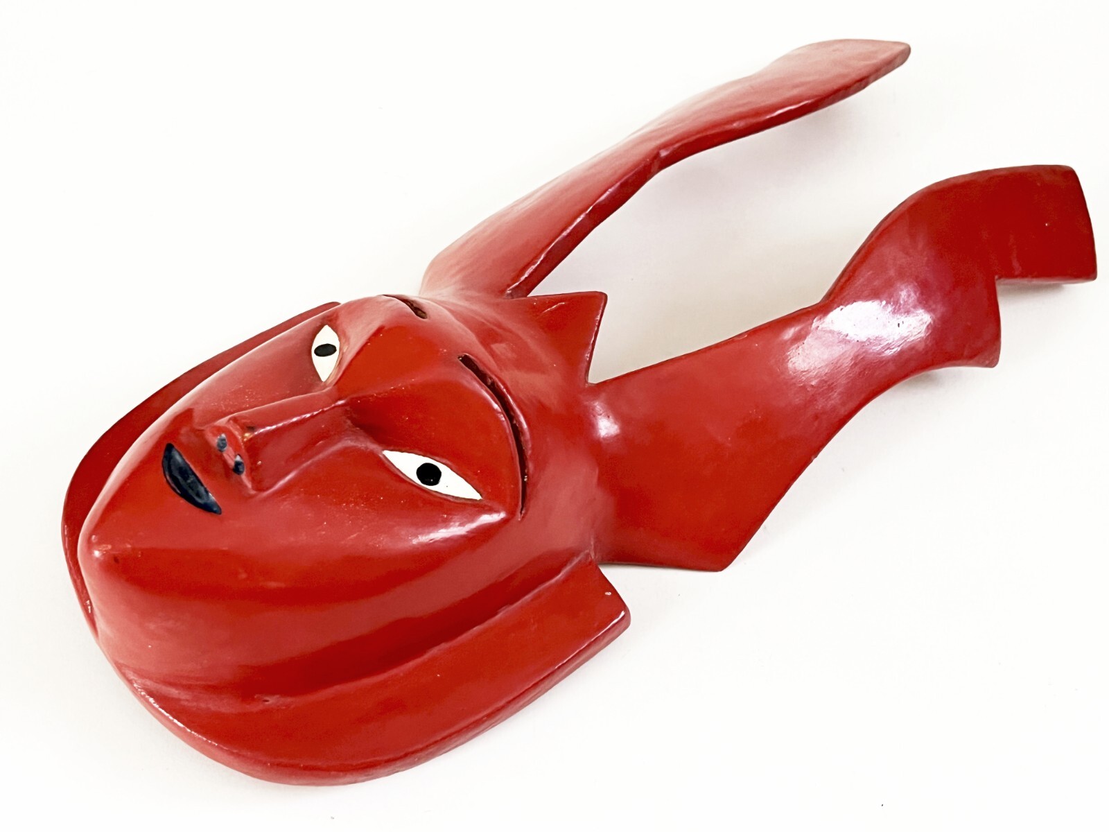 VICTORIANO SALGADO MEXICAN MICHOACAN URUAPAN WOOD MAQUE LACQUER RED COCUCHA MASK