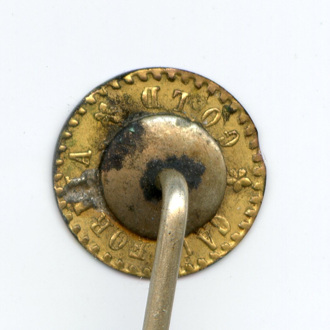 ERROR Clip! 1861/5 California Fractional Gold 1/4 / Indian Hd / Stickpin