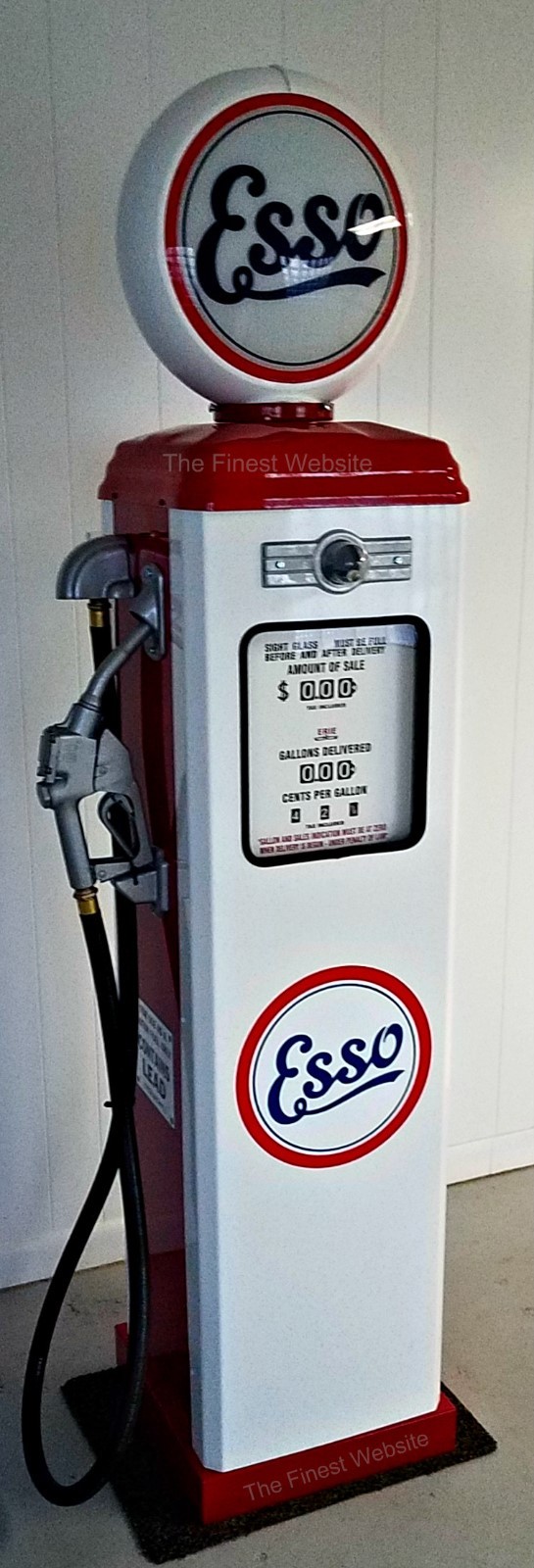 NEW REPLICA ESSO GAS PUMP - ANTIQUE OIL REPRODUCTION (WHITE & RED) - FREE SHIP*