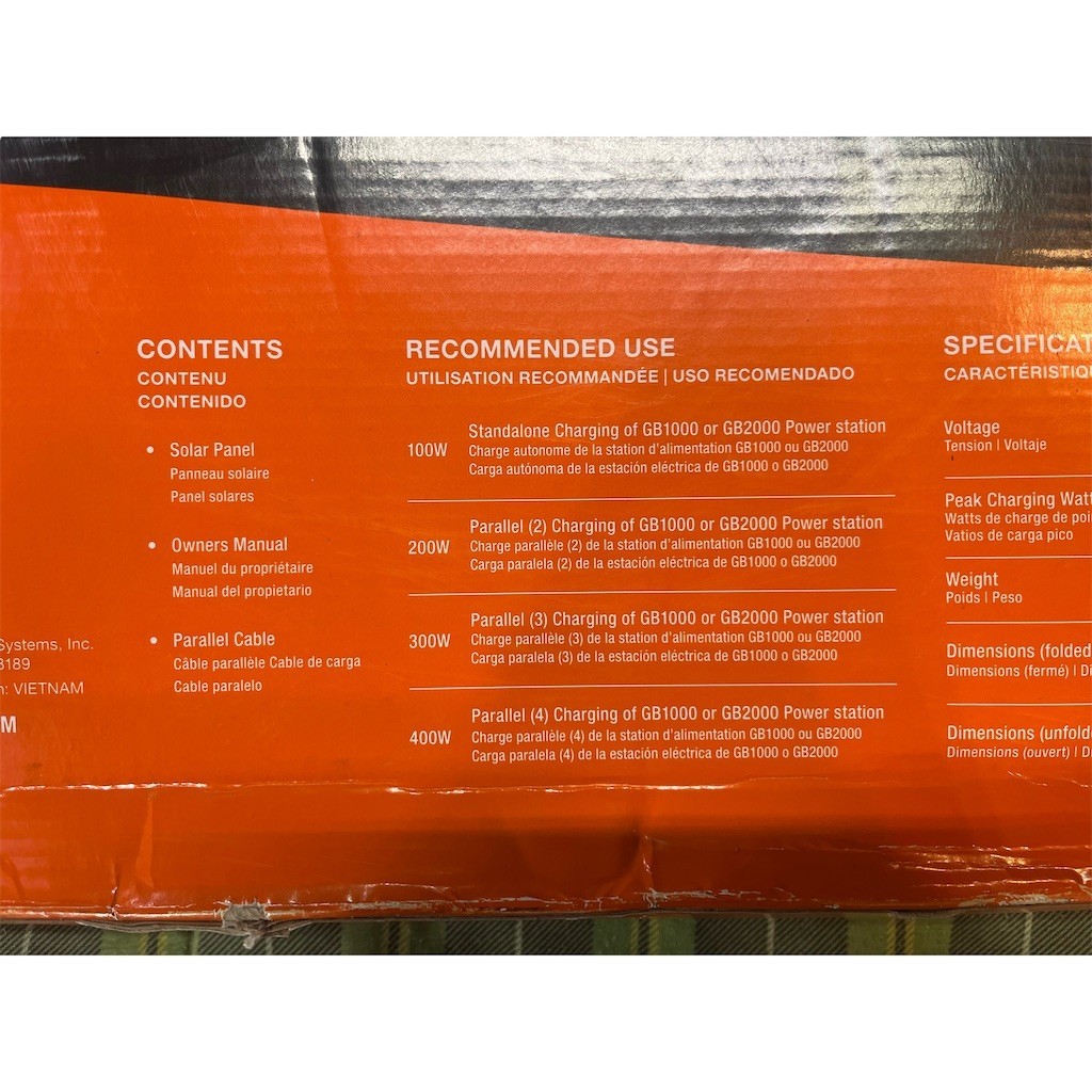 Generac GS100 100W Foldable Portable Solar Panel w/ XT60 Adapter Cable