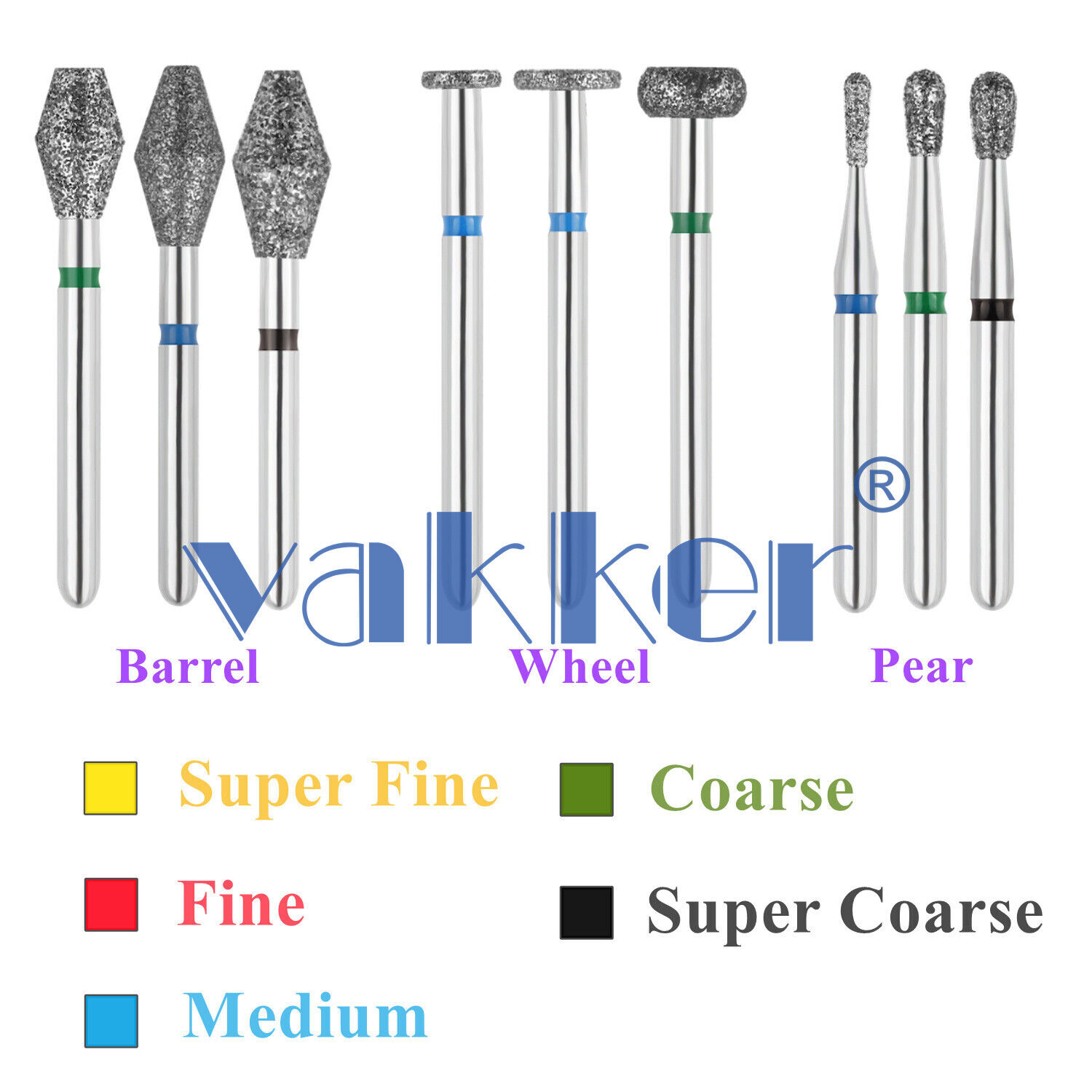 10pc Dental FG Diamond Burs for High Speed Handpiece Barrel Wheel Pear Shape