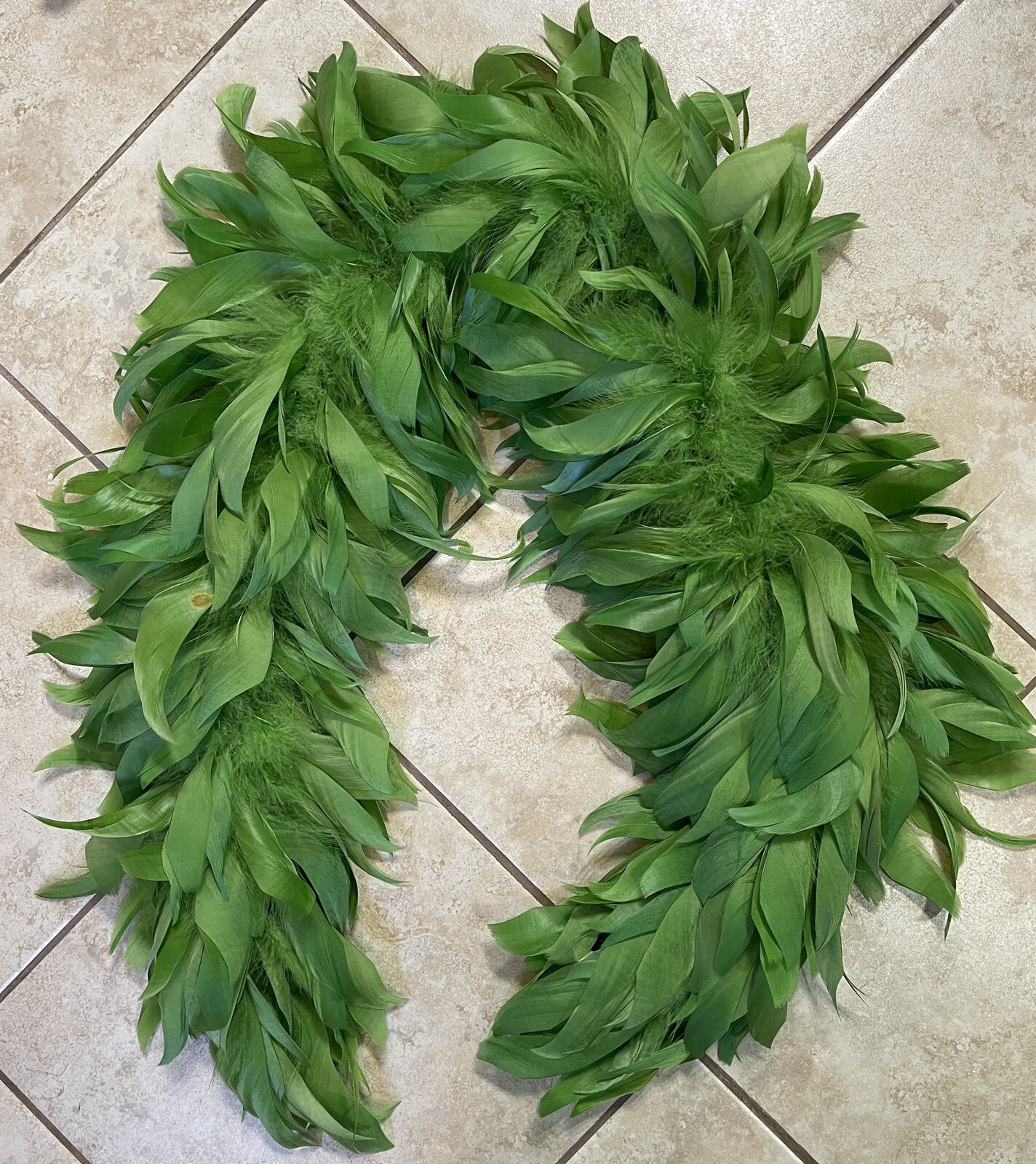 Antique Flapper Green Feather Neck Boa Scarf Wrap 1920s Art Deco Womens French