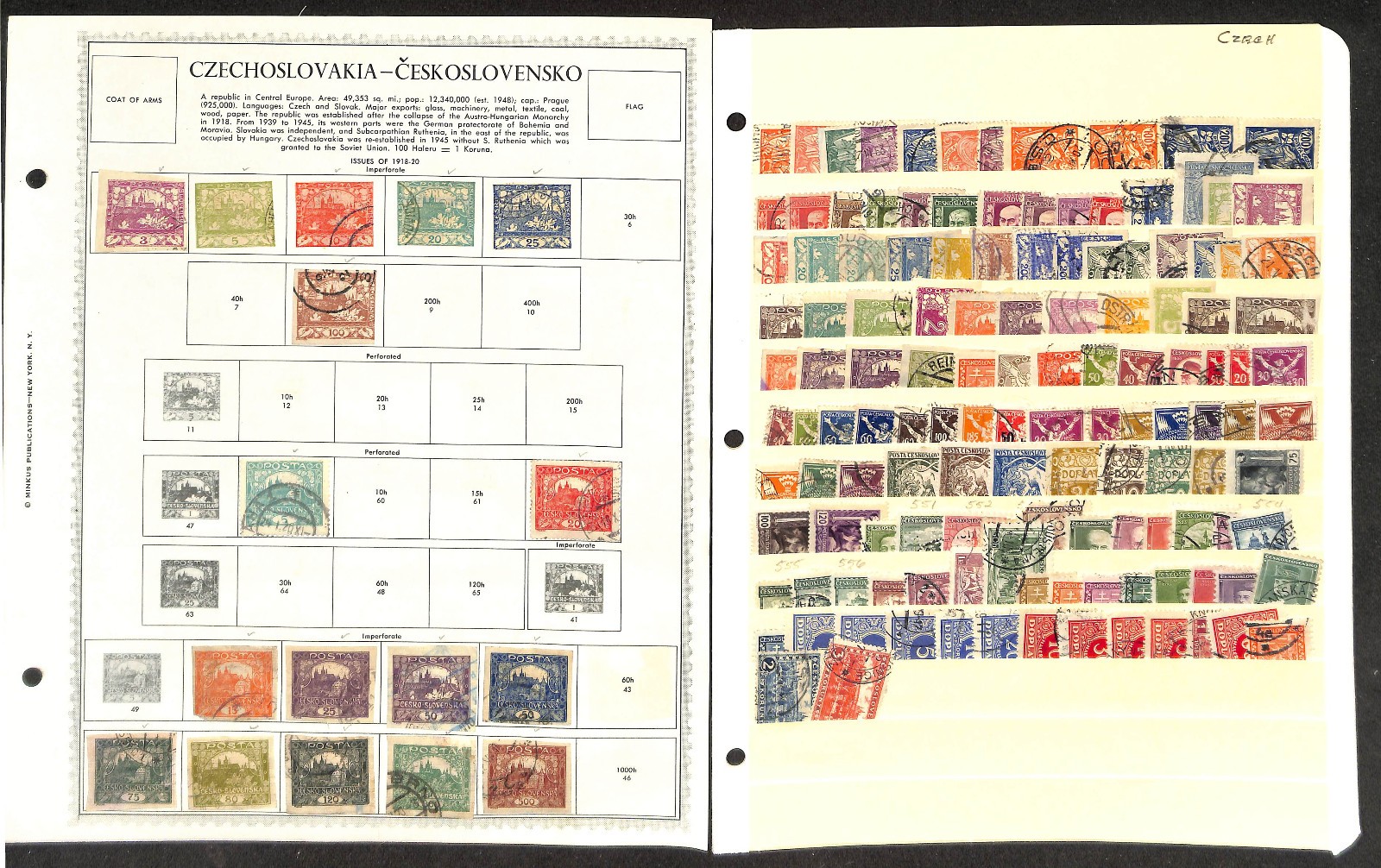 Czechoslovakia Stamp Collection on 50 Minkus Pages, 1918-1969, 1976-1991 (BN)