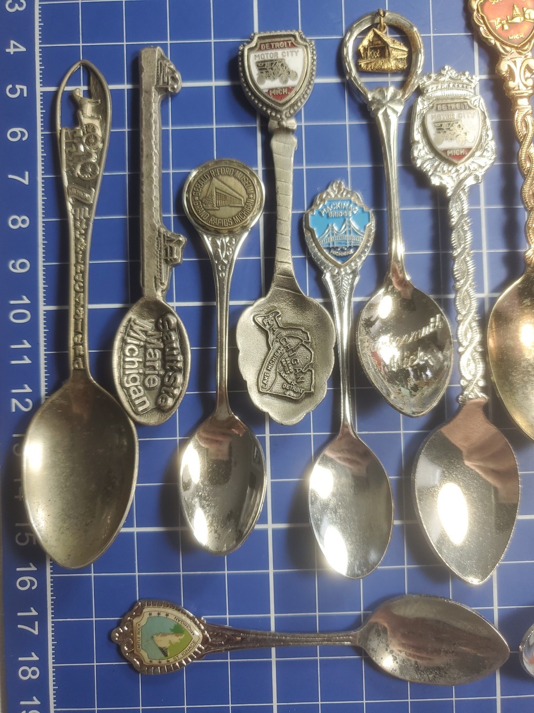 Vintage Souvenir Spoons Lot MICHIGAN theme Mackinac Bridge/ Island/ Traverse...