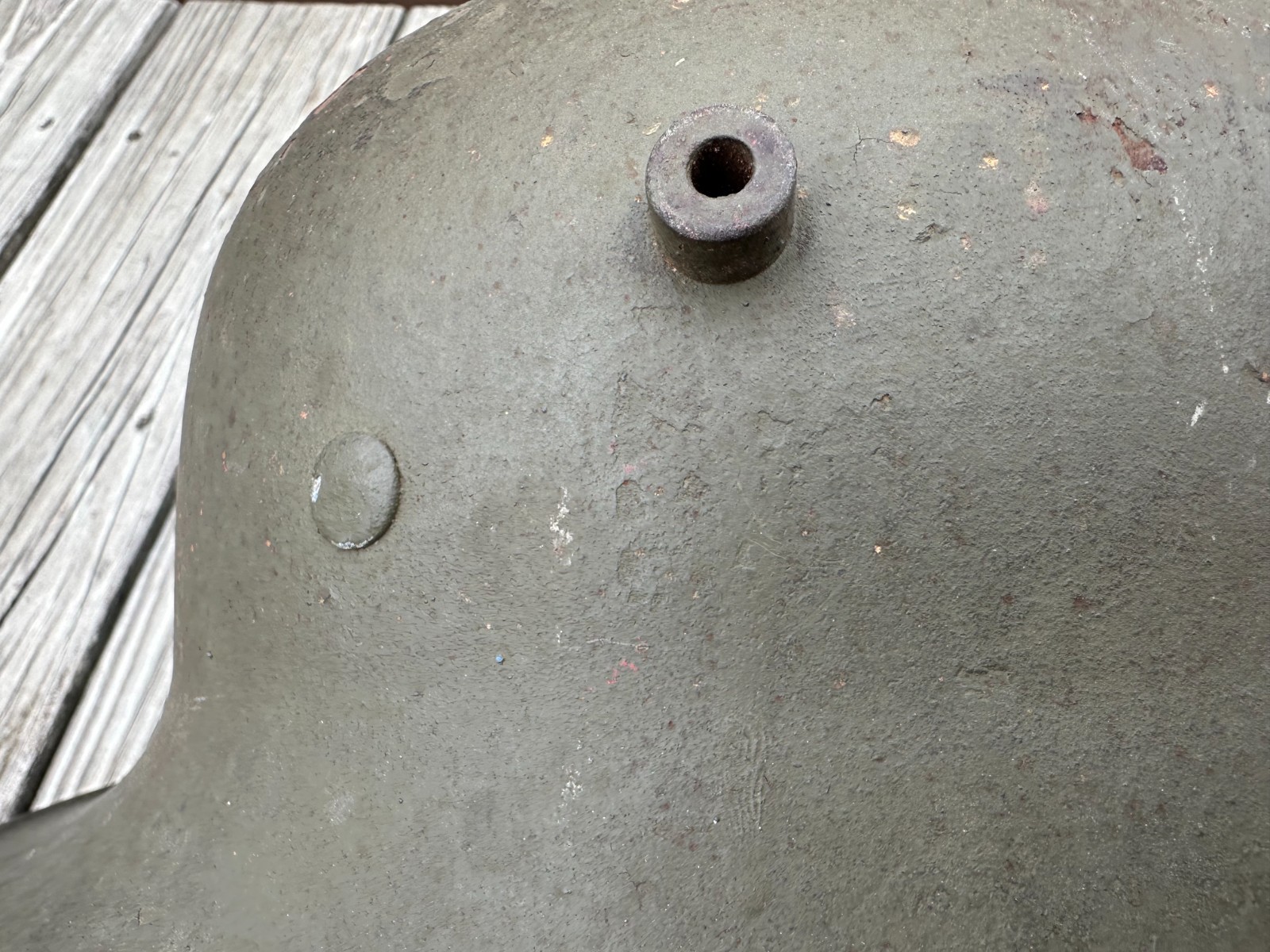 WWI WWII German M18 Combat helmet - thick camo finish - 1938 chinstrap