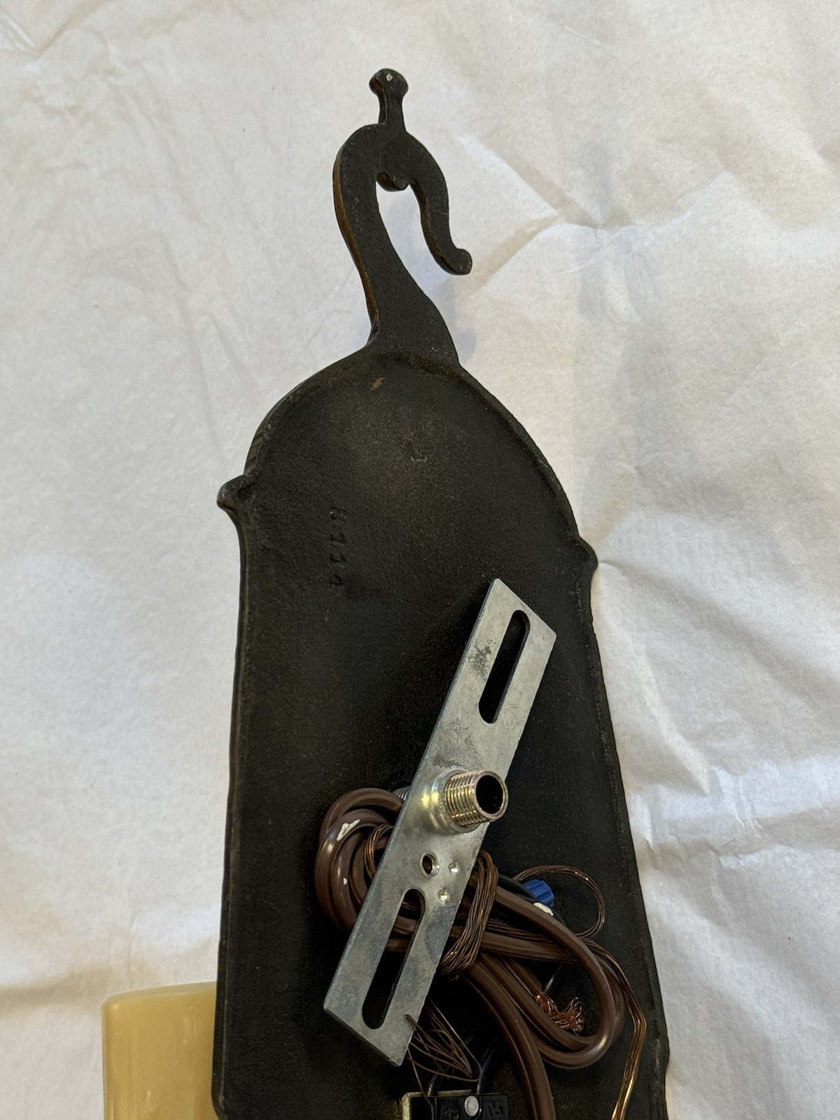 Antique Virden Dog Head Wall Sconces Arts Crafts Hammered Tudor