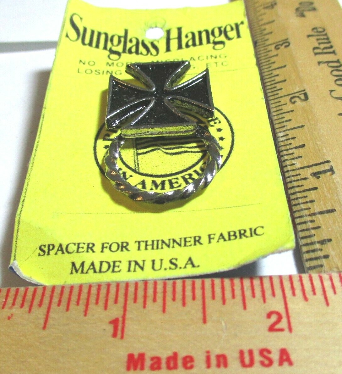 Sunglass Holder pin vintage Maltese Cross collectible old biker vest pinback