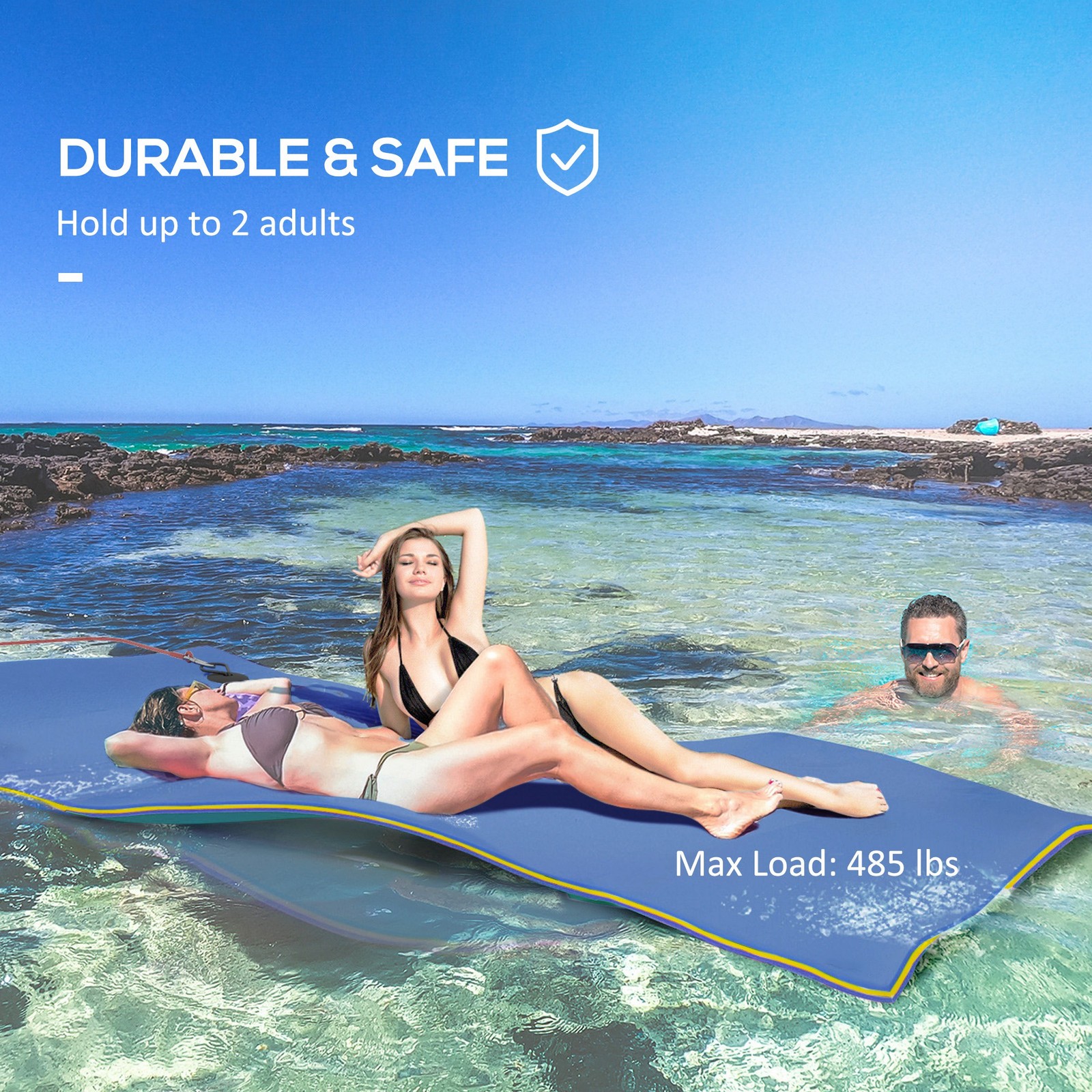 9' x 6' Lily Pad Floating Mat, Floating Water Pad for Lake, Blue