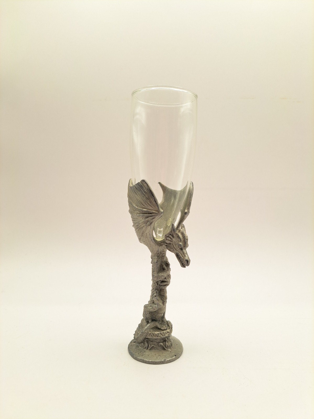 Pewter Dragon Champagne Glass Handcrafted 8"