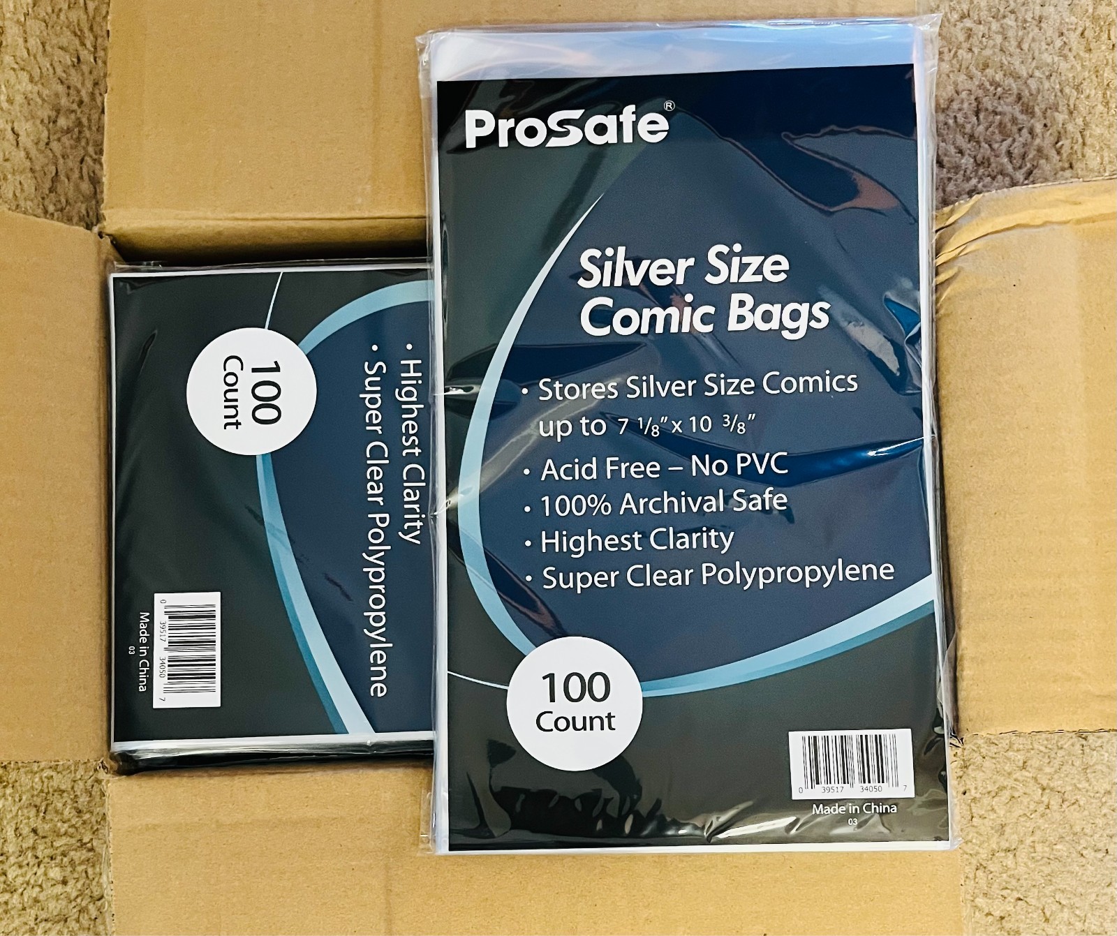 1000 Comic Bags with Flap, Silver Age Size, Comics Books Protection Sleeves