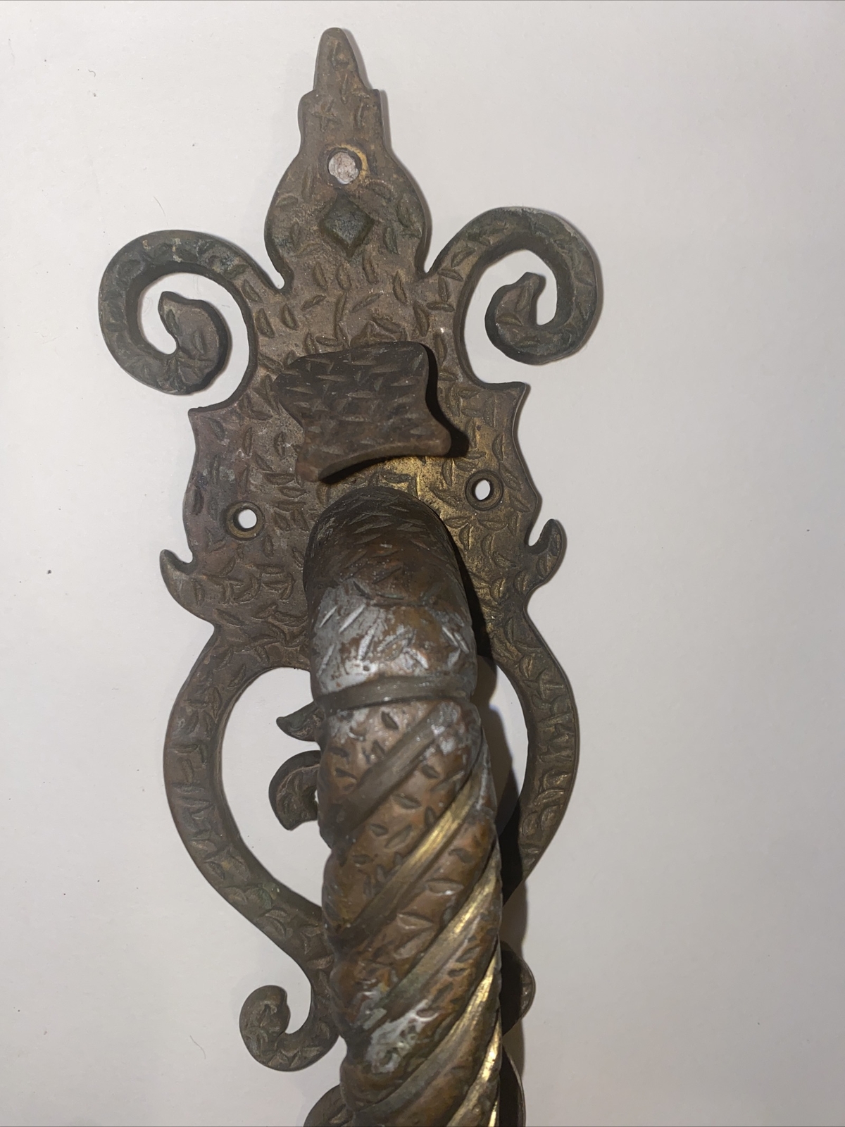 Antique Bronze/Brass Door Handle Pulls Pair Gothic Architectural Hardware 15”