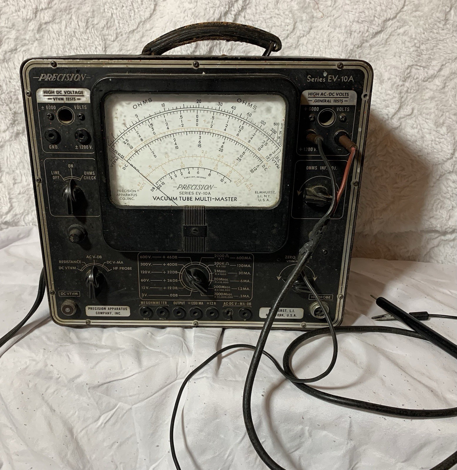 1955 Vintage Precision Apparatus Vacuum Tube Multi- Range Tester Series EV-10A 