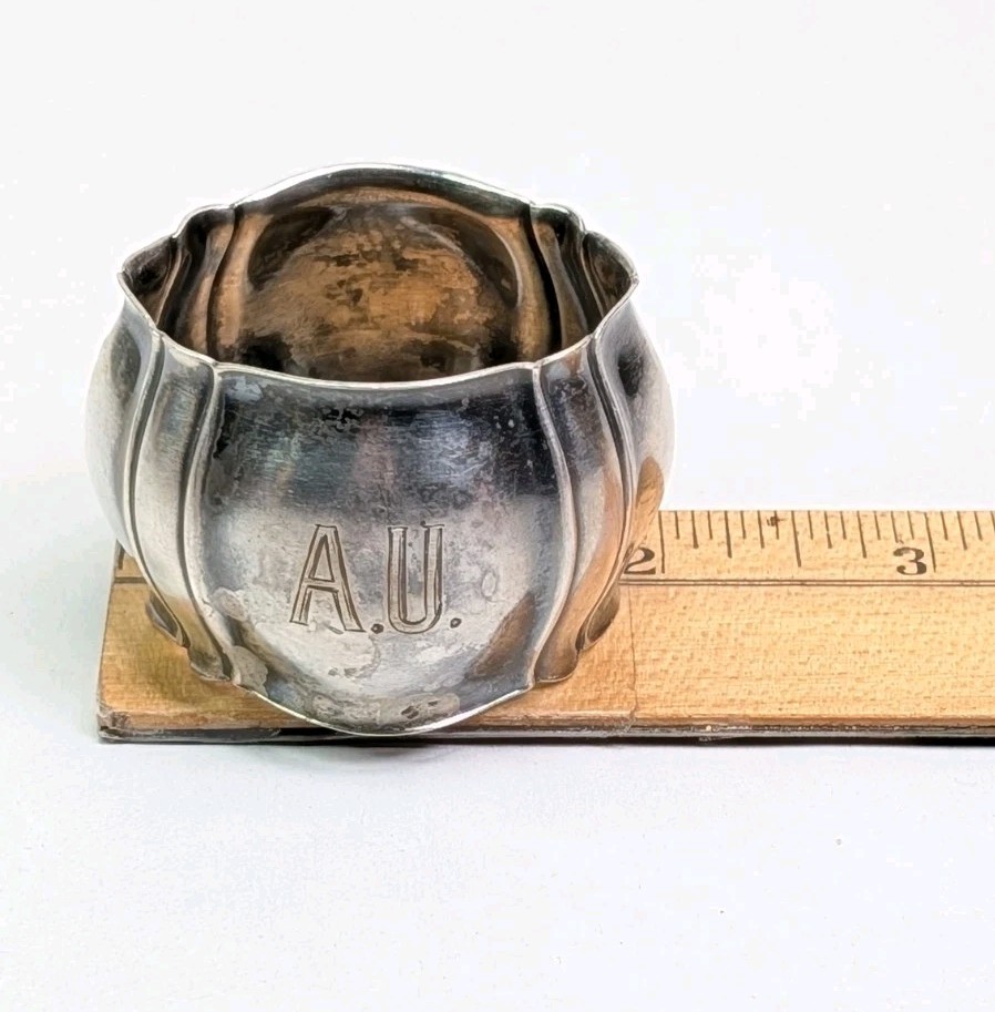 835 German Silver Napkin Ring Wilhelm Binder 36 Grams AU Monogram