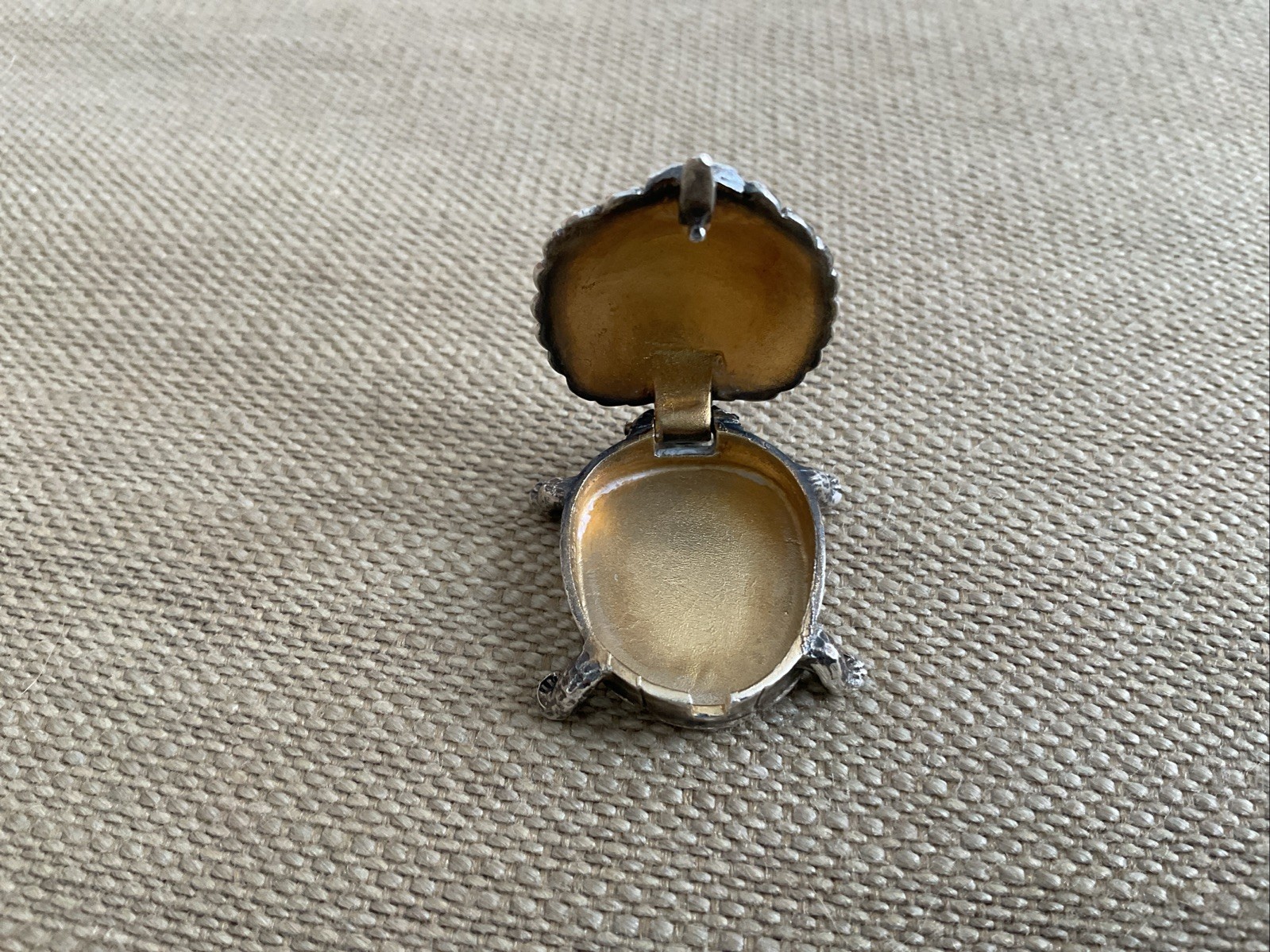 Antique Blackinton Sterling Turtle Pill Box - Gold Wash Inside - GreatCondition!