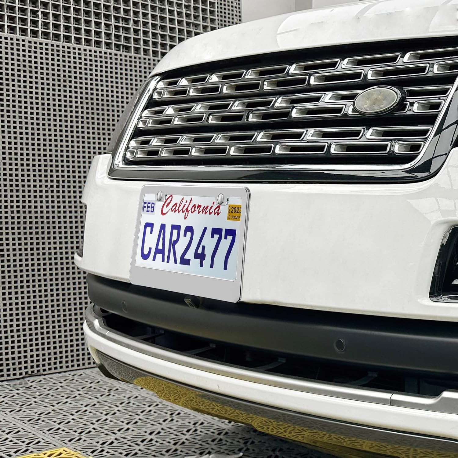 2 PCS Chrome Stainless Steel Metal License Plate Frame Tag Cover With Screw Caps