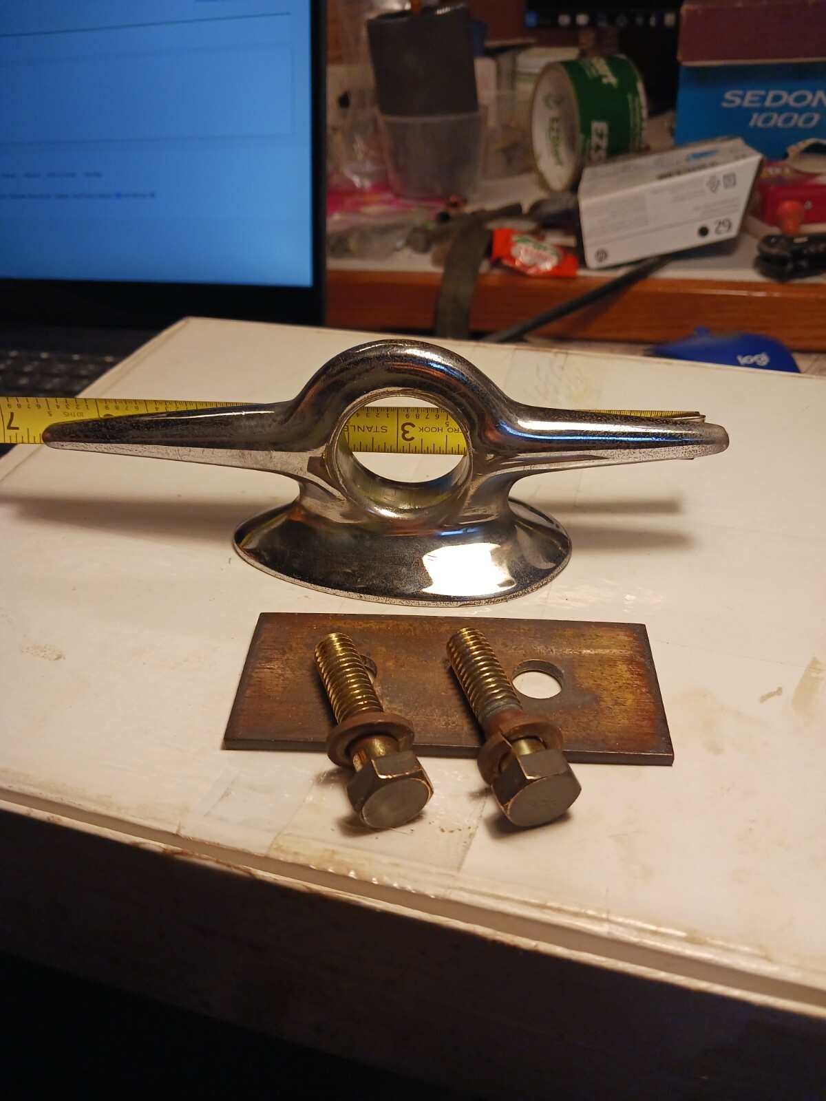 TIE DOWN CLEAT, VINTAGE ,SOLID BRASS