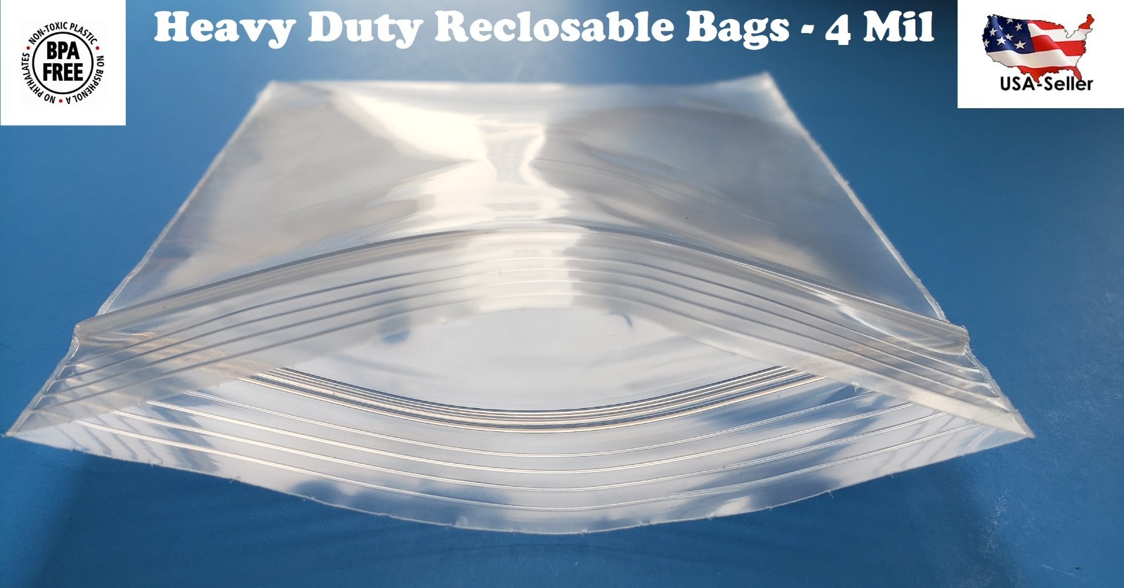 Clear Reclosable Zip Seal 4Mil Lock Top Bags Heavy Duty Plastic 4 Mil Baggies