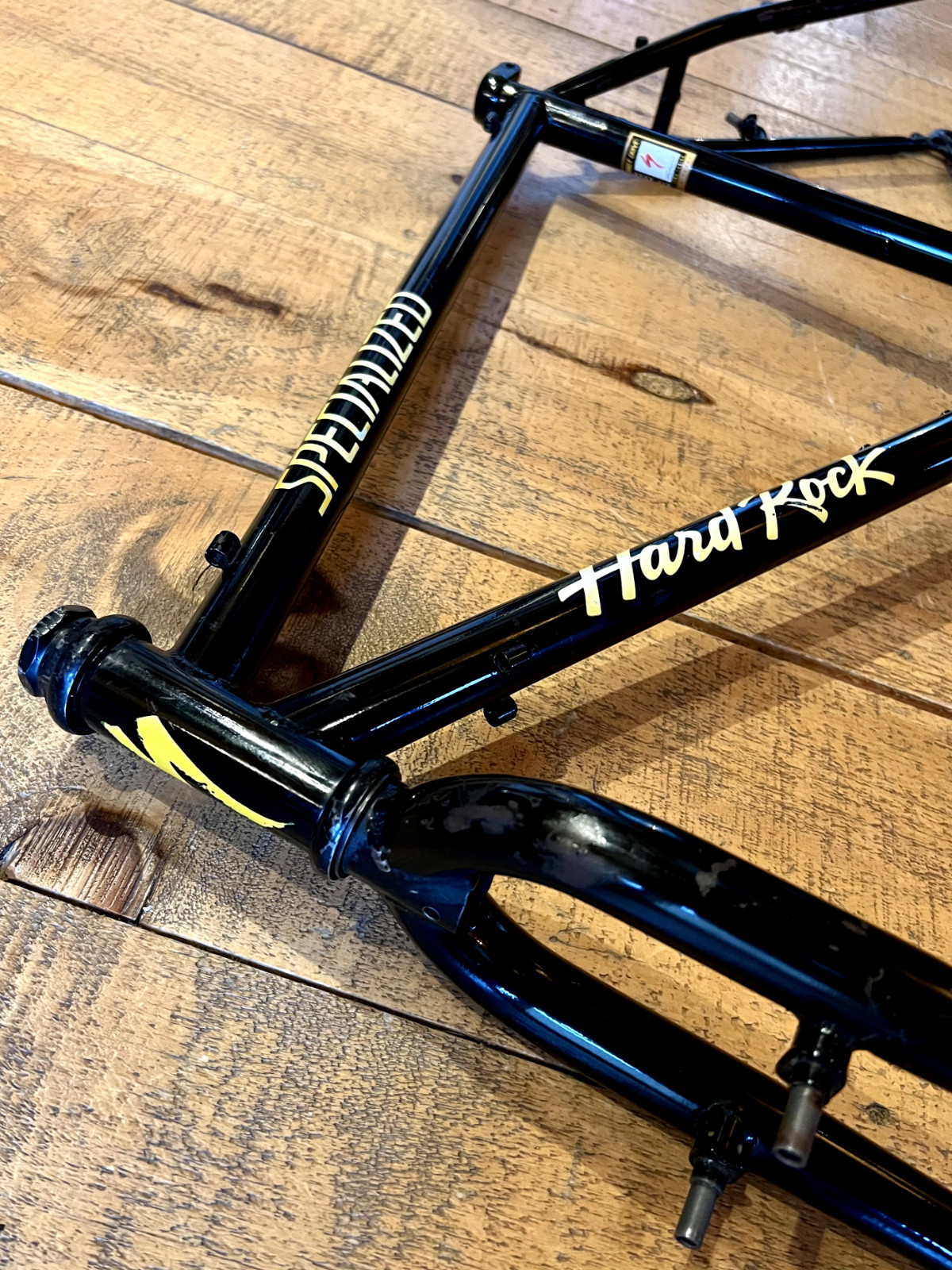 Vintage 90s Specialized Hard Rock 18.5" Steel Mountain Bike Frame Black / Yellow