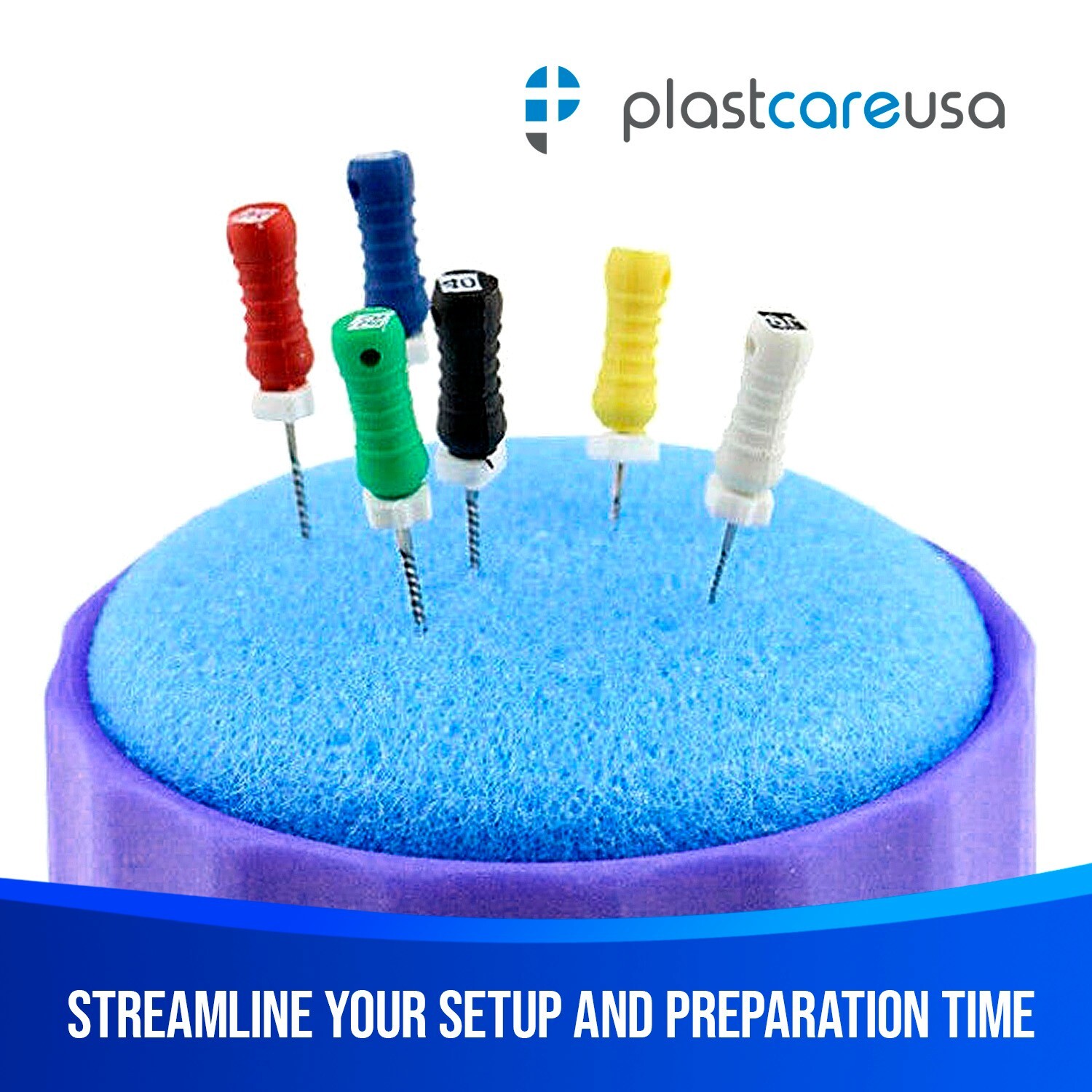 100 2.5" Premium Endodontic Foam Round Blue Sponge Cushions Dental Endo Files