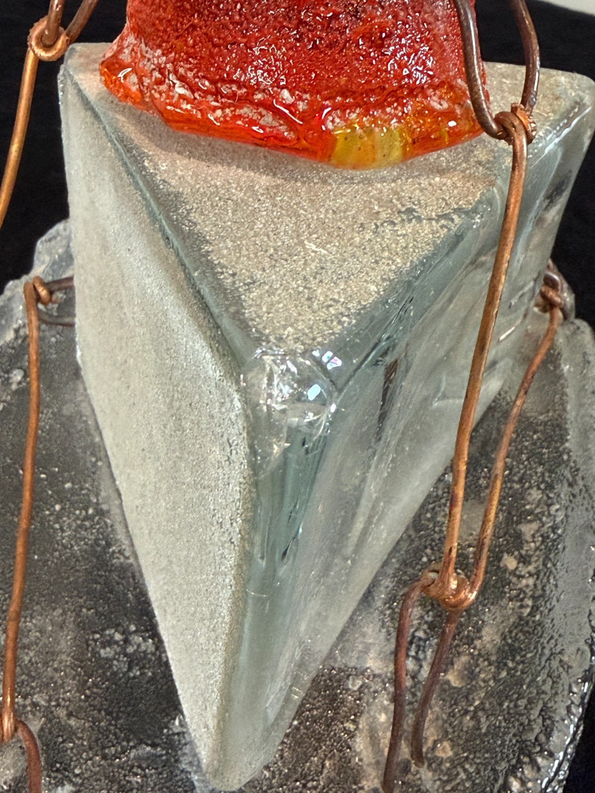 Hank Murta Adams Large Piece Slice of Cake Art Glass Sculpture 10.5" X 5.75"