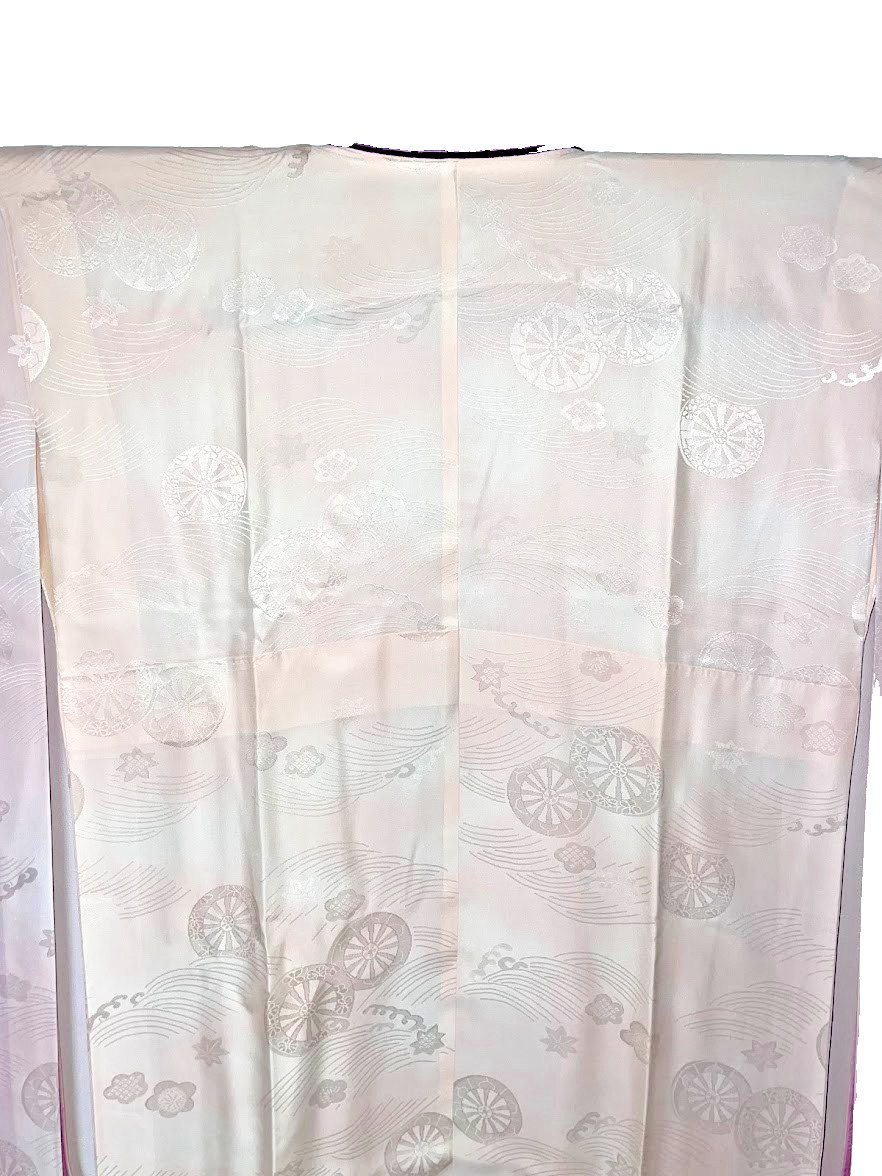 Vintage Silk Nagajuban For Furisode S 25.2in Yuki Japan Pink Sakura Kanoko